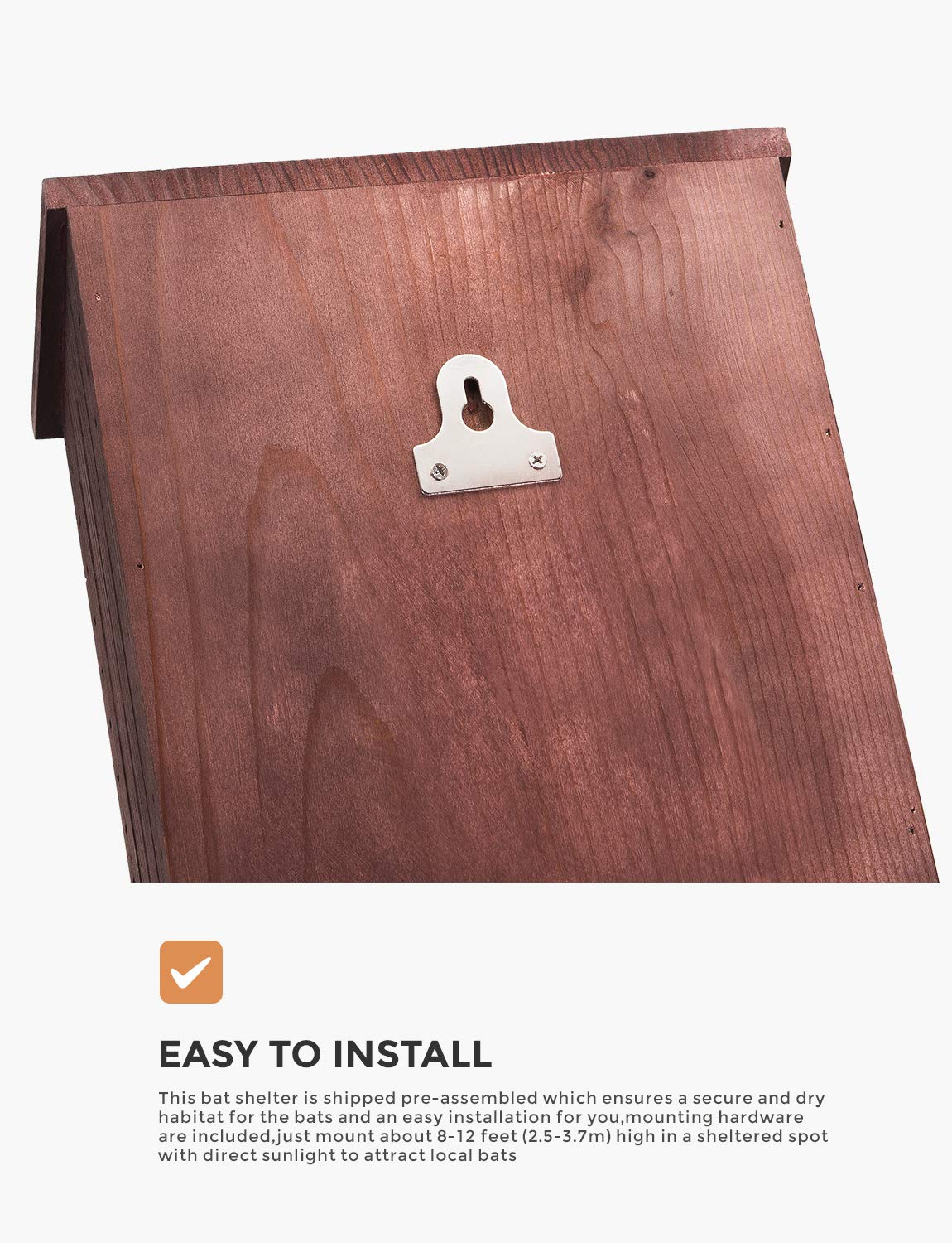 INCLY Bat House,15"x9.2"x3.2" Outdoor Bat Shelter Box kit,Double Chamber Dark Natural Cedar Wood,Weather Resistant,Pre-Finished Easy to Install