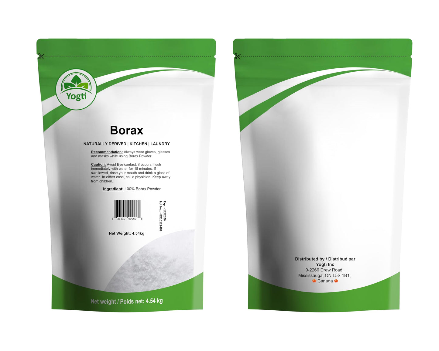 Yogti [Canadian Brand] Borax Powder Laundry Detergent Booster, Pure and Natural, All Purpose Household Cleaner - 4.54 kg