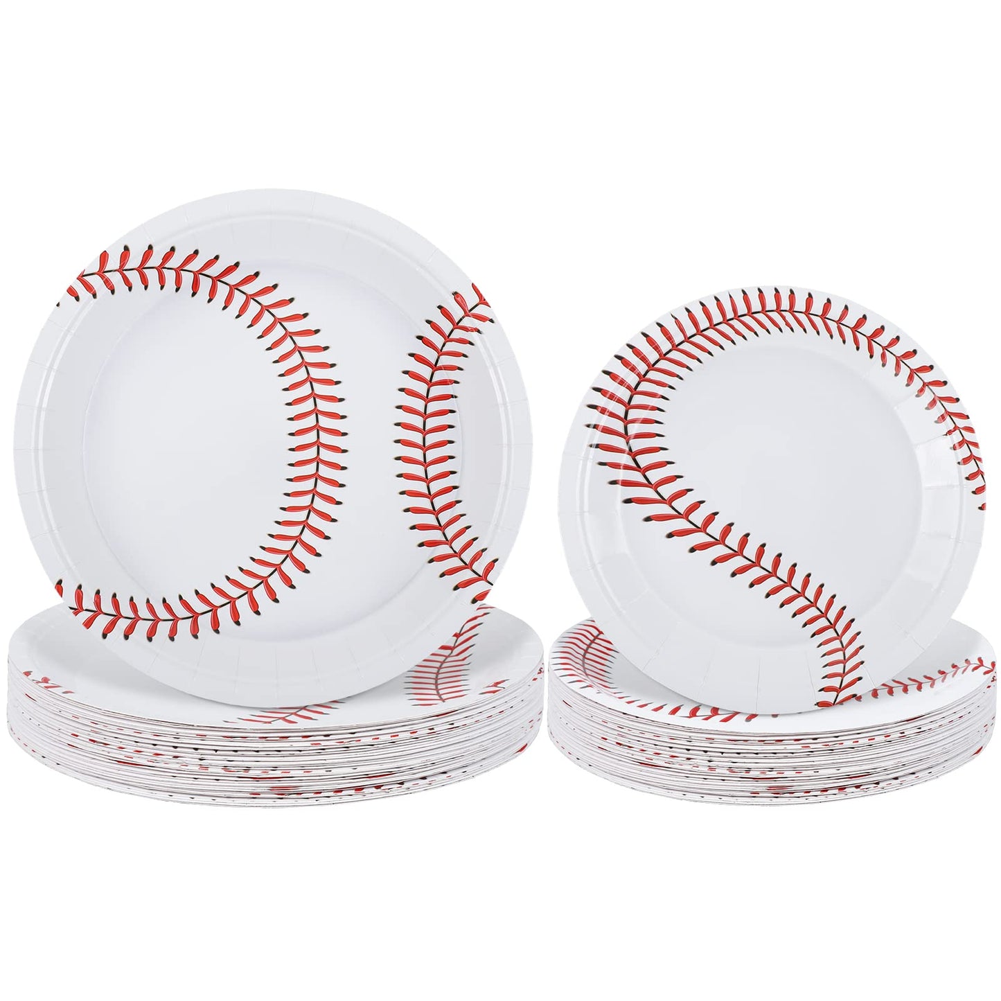 durony 60 Pack Baseball Plates 9 Inch and 7 Inch Round Baseball Themed Paper Plates Baseball Dinner Plates for Game Day, Baseball Birthday Party Supplies