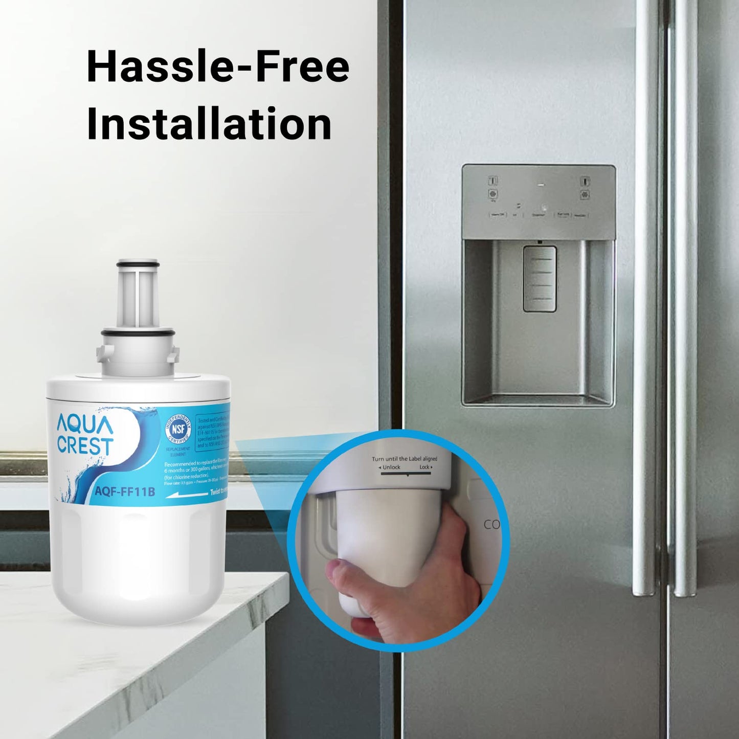 AQUA CREST DA29-00003G Refrigerator Water Filter, Replacement for Samsung DA29-00003G, DA29-00003B, DA29-00003A, Aqua-Pure Plus, HAFCU1 Water Filter, Pack of 3