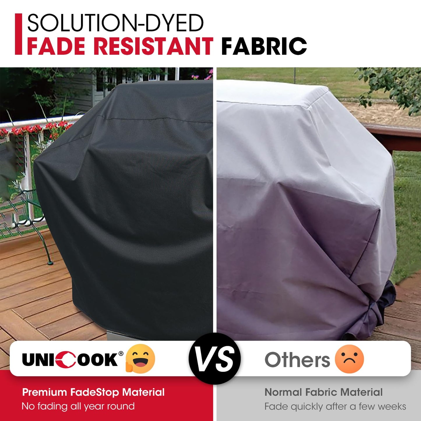 UNICOOK BBQ Cover 60 Inch, Heavy Duty Waterproof Housse BBQ, Special Fade and UV Resistant Outdoor Barbecue Grill Cover, Barbecue Accessories Compatible for Weber Char-Broil Nexgrill and More