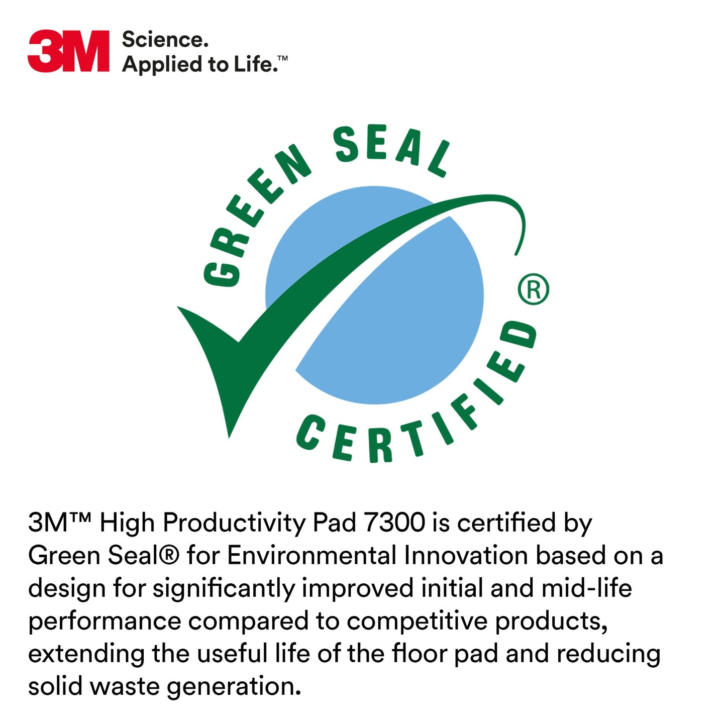 3M 08278 High Productivity Floor Pad 7300, 20" Diameter, Black (Case of 5)