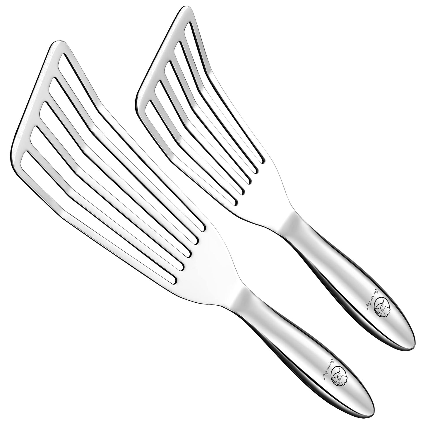 Fish Spatula Stainless Steel Combo, 1 Large Fish Turner Spatula + 1 Small Griddle Spatula, Metal Spatula for Kitchen Use, Slotted Spatulas, Frying Spatula with Thin Edge Ideal for Turning & Flipping