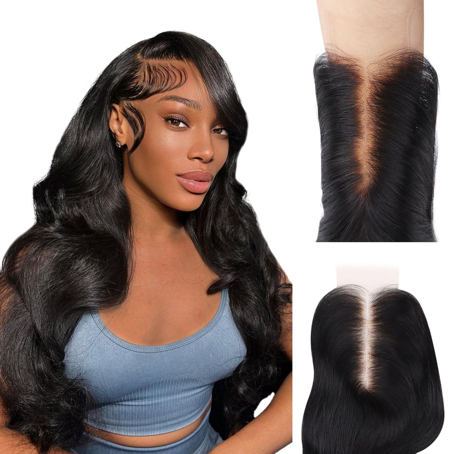 IDN BEAUTY SKINLIKE REAL HD 2X6 Lace Closure Human Hair 14 Inch Body Wave Closure Bleached Single Knots HD Closure Ultra-thin 2x6 Lace Closure Virgin Human Hair 0.1 mm Pre Plucked Hairline Closure