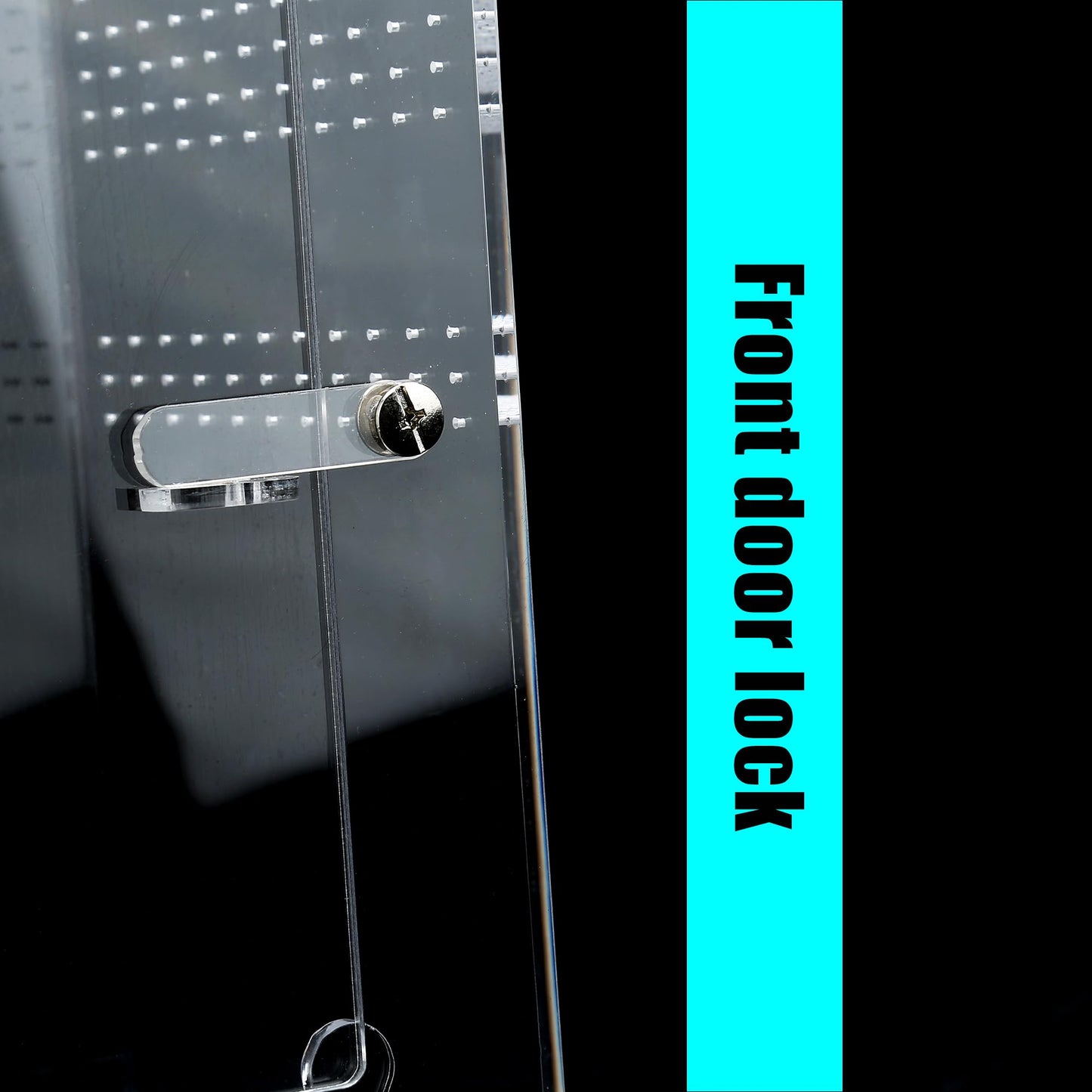 Acrylic Tarantula Enclosure Jumping Spider Enclosure with Front Opening Door 5.3 * 5.3 * 9 Inches Micro Habitat Terrarium for Small Tree Dwelling Reptiles, Spiders & Invertebrates (Enclosure&Feeder)
