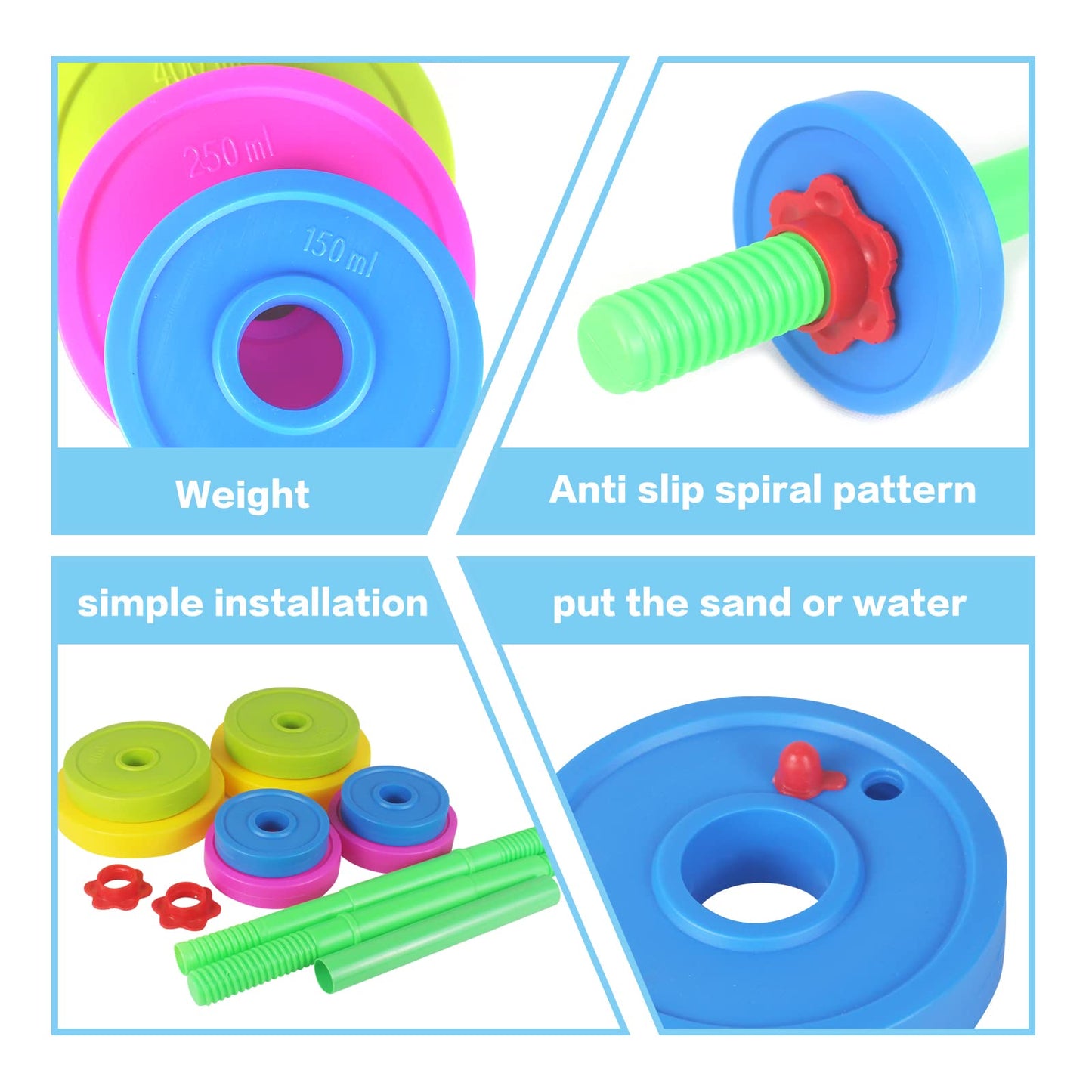 Wit Bear Kids Barbell Weight Set - Adjustable Workout Toy Equipment for Children Pretend Play Exercise - Toddler Beginner Gym, Fitness, Weightlifting and Powerlifting (32 inches)