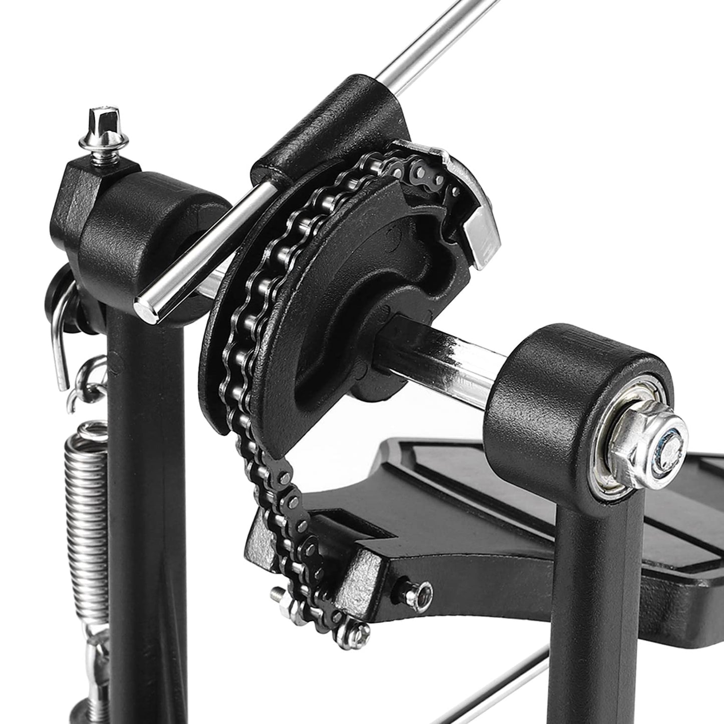 Facmogu Single Kick Bass Drum Pedal, Kick Drum Pedal Come with Classic Felt Beater Stick & Key for Foot Percussion Set Instrument, Single-Chain Heavy-duty for Beginner & Pro Drummers