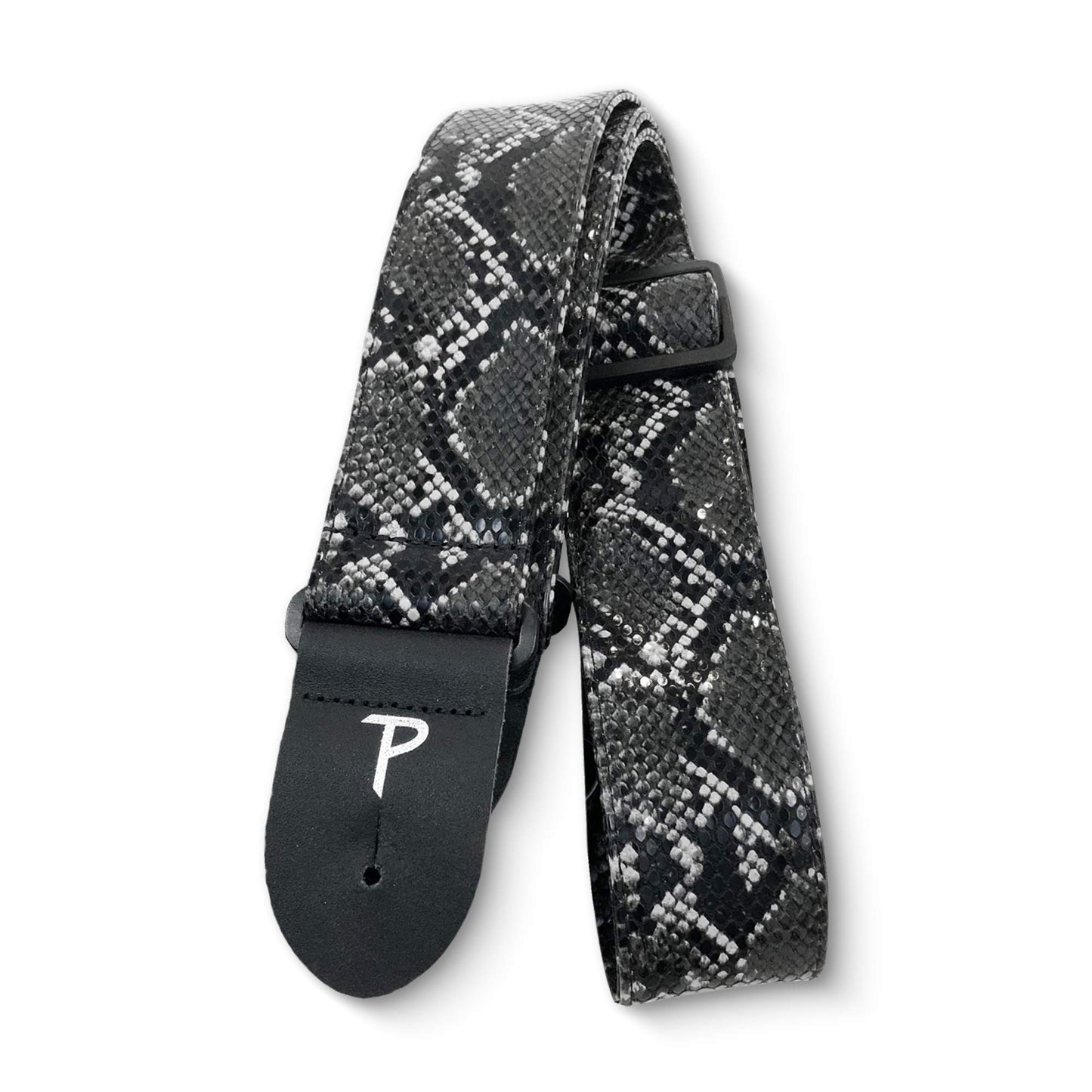 Perri’s Leathers Ltd. - Guitar Strap - Faux Snakeskin - Black - Adjustable - For Acoustic/Bass/Electric Guitars - Made in Canada (VGS-7555)