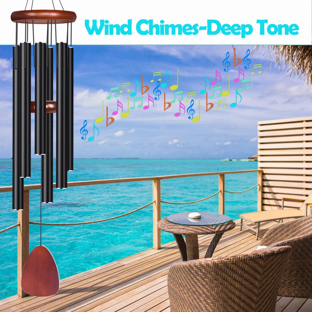 Aovciust Large Outdoor Wind Chimes, 37 Inches, Aluminium Tubes, Brown and Black, Traditional Style, Perfect for Garden, Patio, Memorial and Sympathy Gifts
