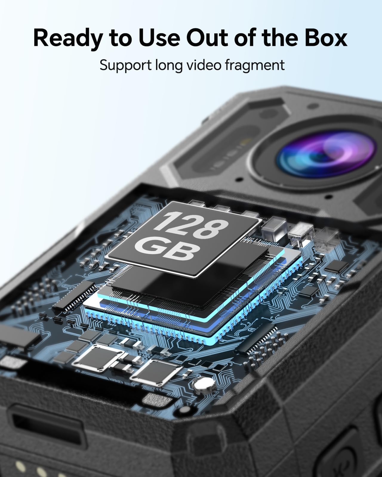 BOBLOV KJ23Pro Body Camera, Built-in 128GB Memory, 1296P Recorder with Car Suction, Built-in 3800mAh Battery, Night Vision Featured, for Daily Record and Law Enforcement(128GB)