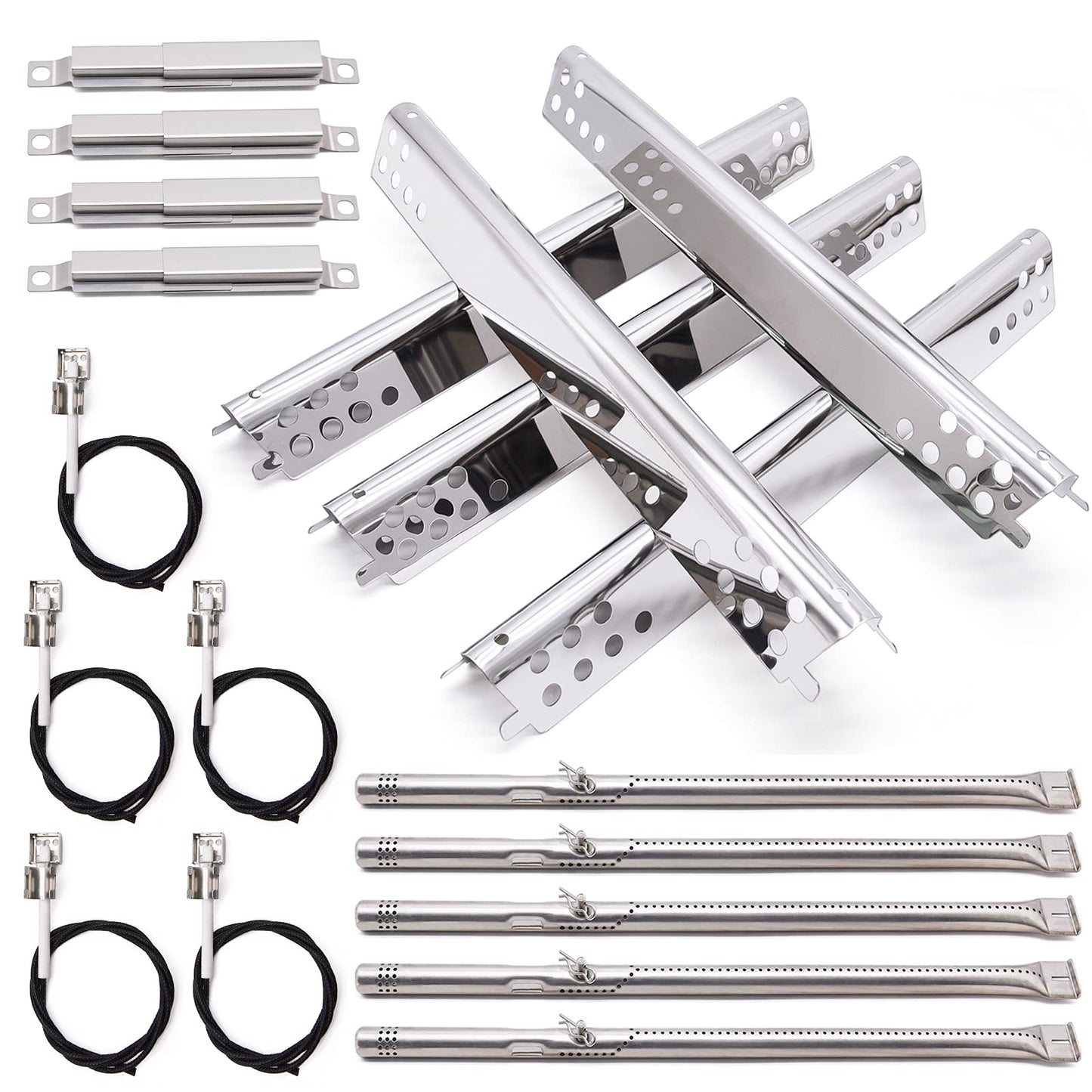 BBQ Parts Replacement for Charbroil 463275517 463347518, Charbroil 466335517 463377217 Barbecue Grills, Heat Shield Plate, Barbecue Burner Tube, Barbecue Igniter, Crossover Tube