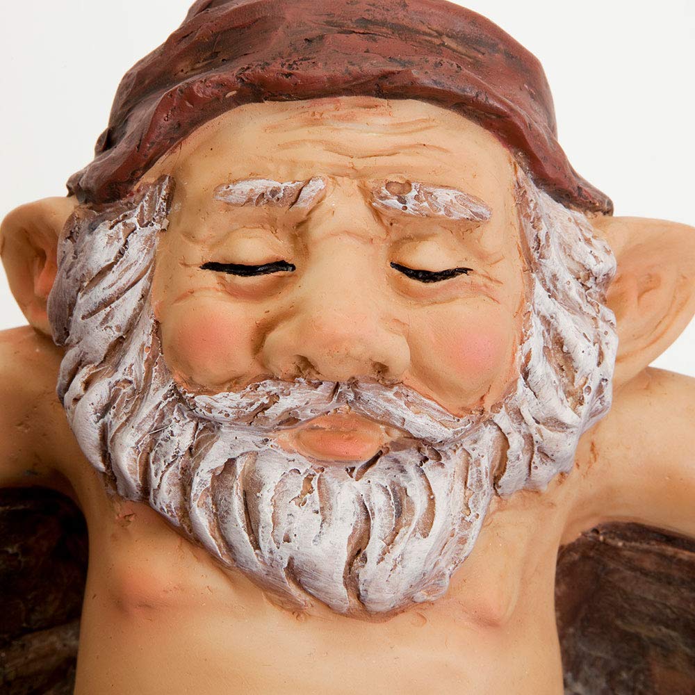Bits and Pieces - Gnome Relaxing Pool - Elf Birdbath Garden Art Statue - Outdoor Garden Decor Sculpture