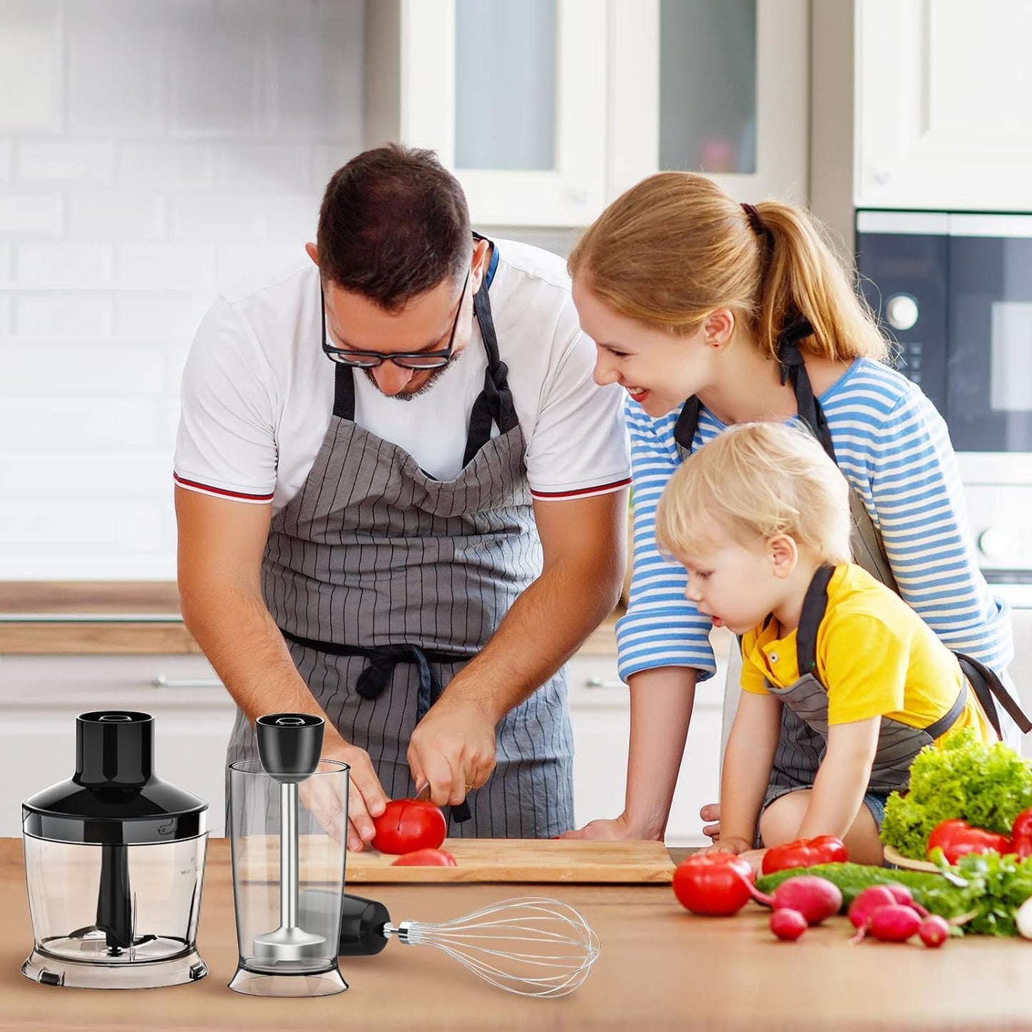 KOIOS 1000W 5 in1 Immersion Blender Handheld, 12-Speed & Turbo Mode Hand Mixer Stick Blender with Food Chopper, Beaker, Whis, Milk Frother, Non-BPA, Black