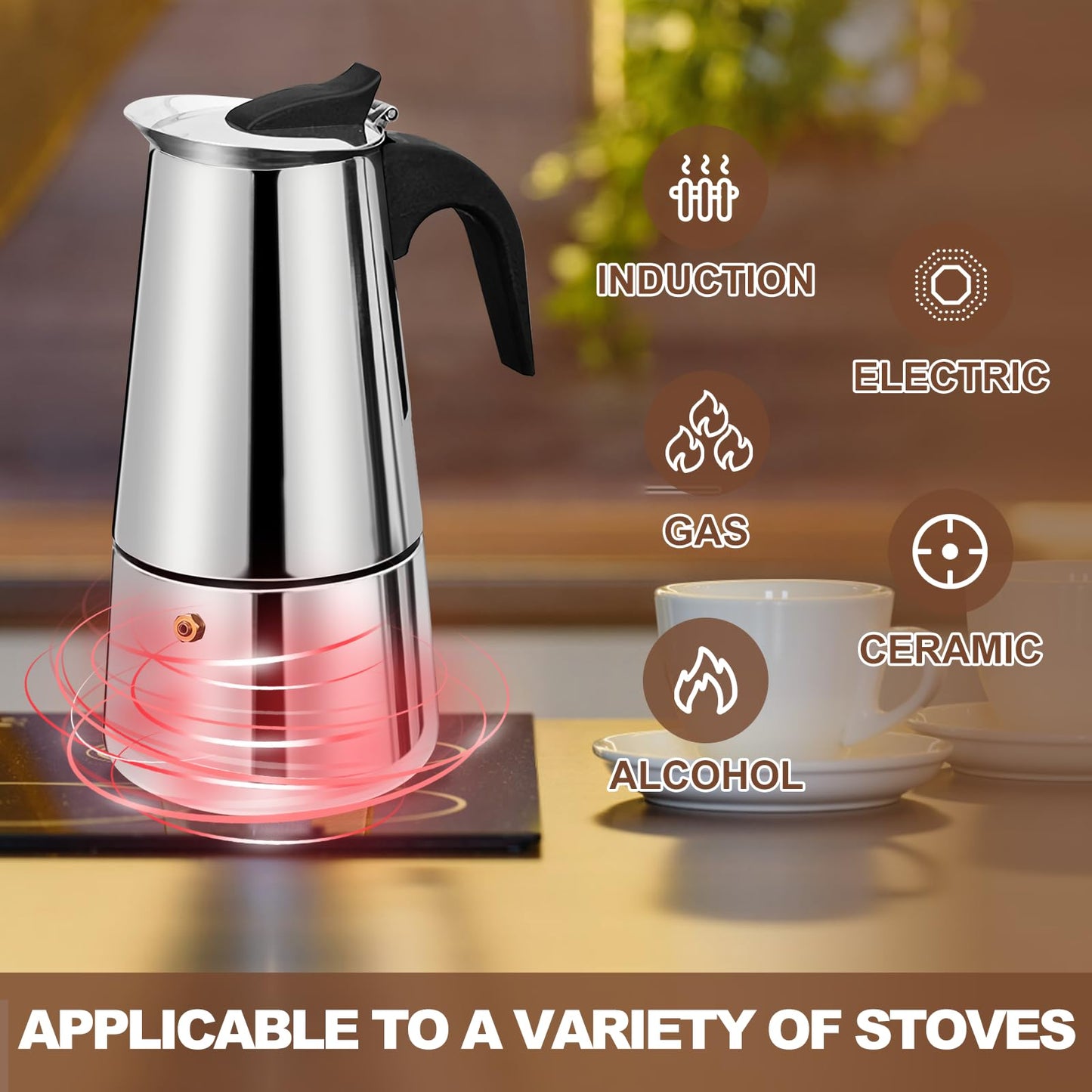 DITOSH 12 Cup Stovetop Espresso Maker Stainless Steel Moka Pot Espresso Maker Percolator Italian Coffee Maker Capable Mocha Coffee Machine Cafe Classic Maker for Home & Camping 600ml 20oz