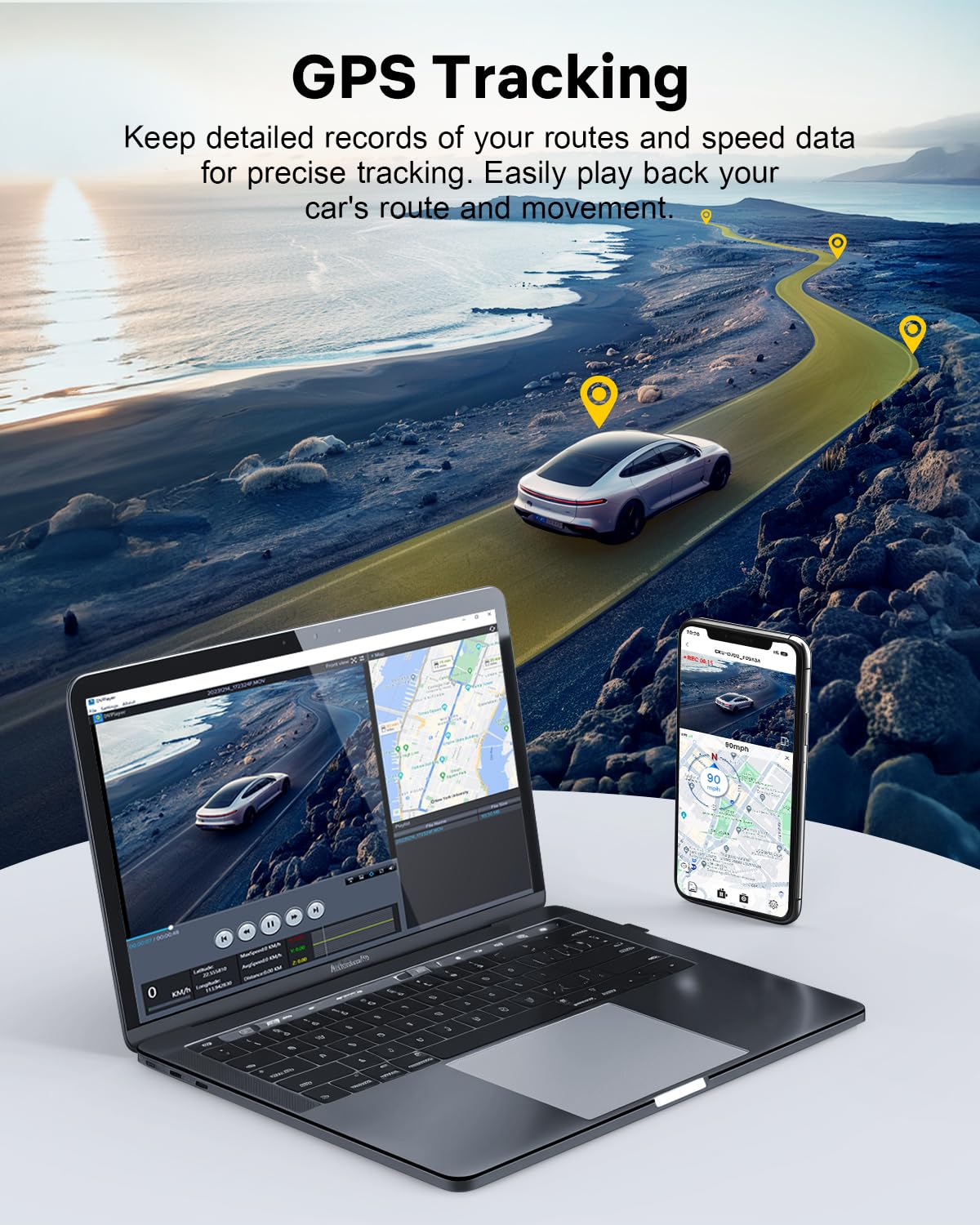 GKU 4K Dash Cam Front and Rear Camera, 3.18" Touch Screen, Dash Camera Built-in 5G WiFi & GPS, 4K+1080P Dashcams for Cars Support 512GB Max, Night Vision, 24H Parking Mode, G-Sensor (D700-CA)