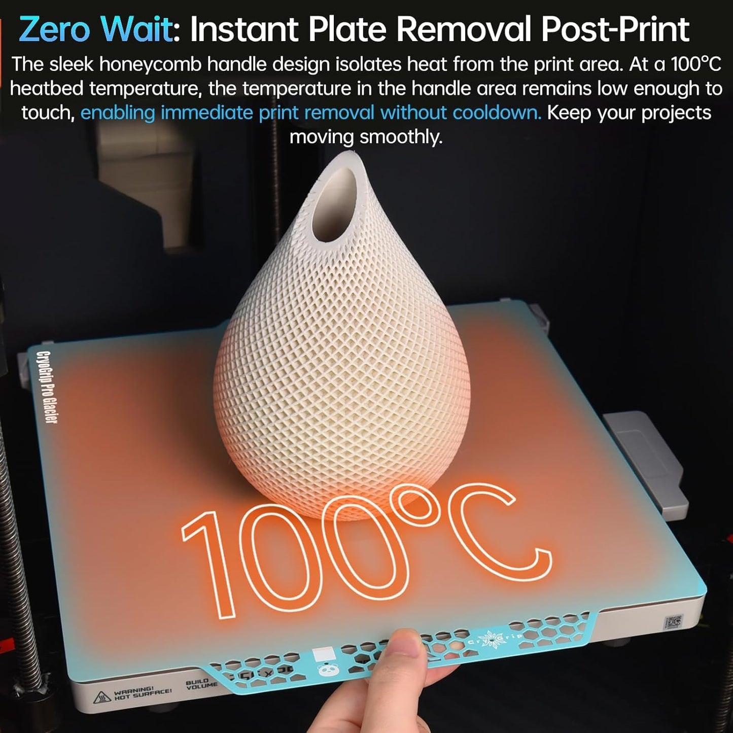 CryoGrip Pro Glacier for Bambu-Lab P1P/P1S/X1C/X1E/A1 3D Printers 257x257MM Panda BuildPlate Double Sided Fine Textured Spring Steel Sheet