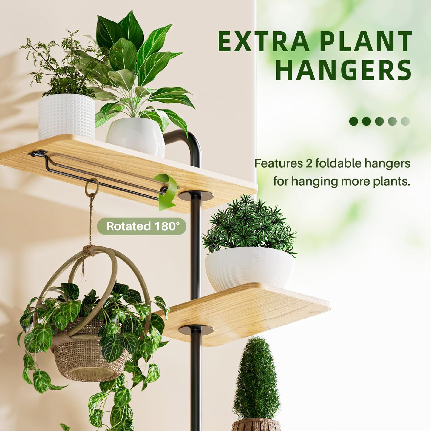 Window Shelf for Plants, YUOROS 4-Tier Rotating Window Sill Plant Shelves Stand Plant Wall Holder with Hanger