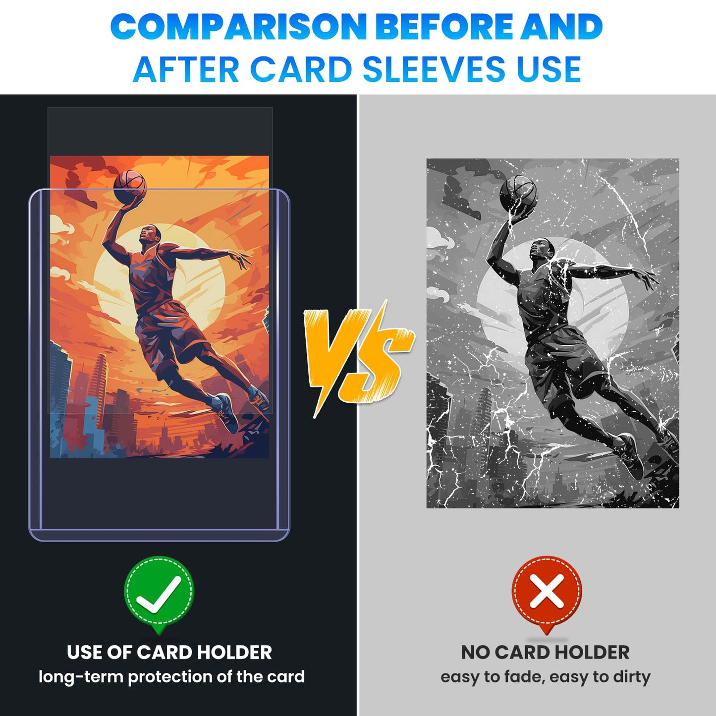 800 Packs Card Sleeves Hard, Top Loaders for Cards 3" x 4" Card Protectors Plastic, Card Top Loaders Fit for Hockey, Baseball, Football Cards (400 Hard + 400 Soft Sleeves)