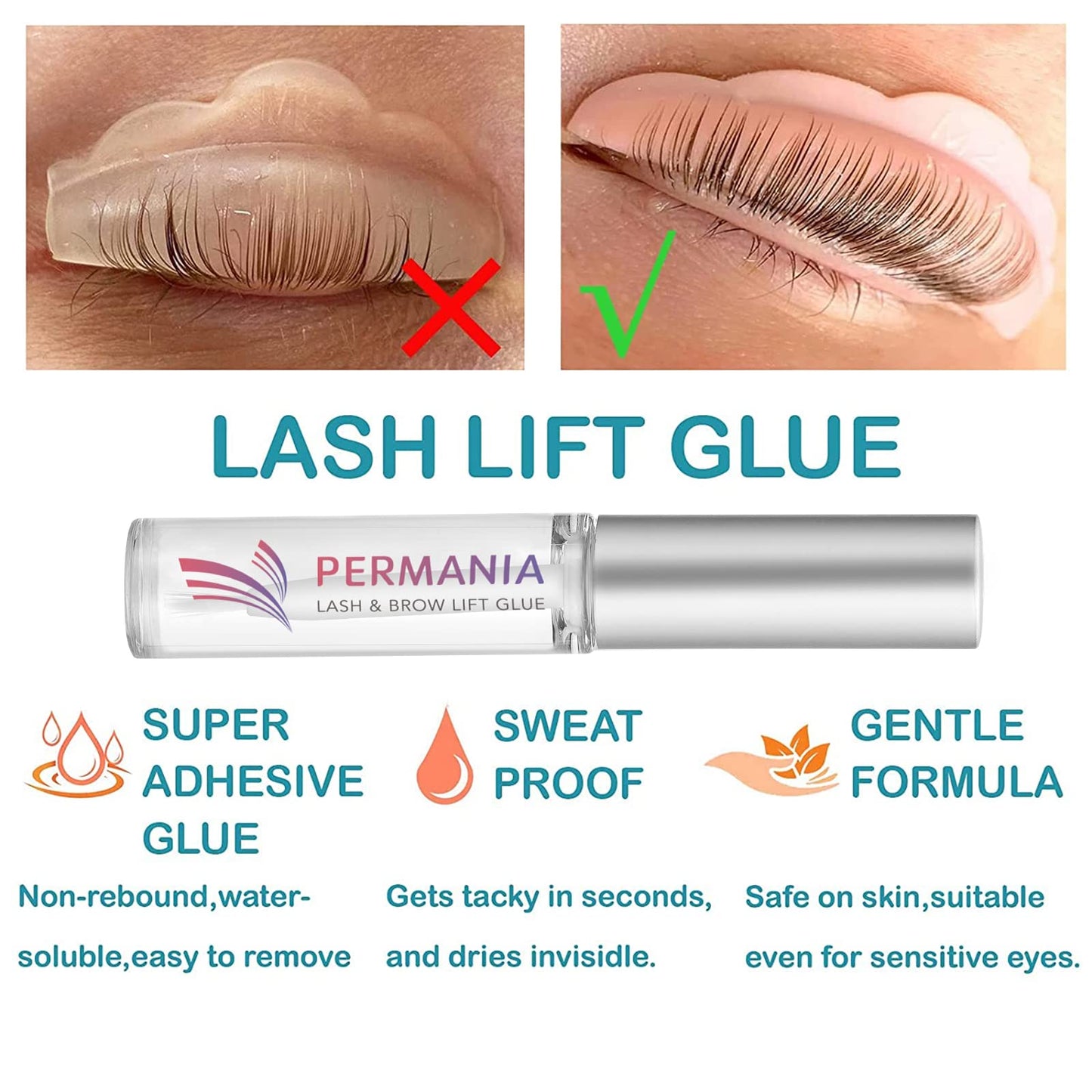 PERMANIA Eyelash Perm Kit, Professional Fast Brow Lamination 2 IN 1 Kit, Curling Wave Suitable for Salon & DIY Lash Lift at Home