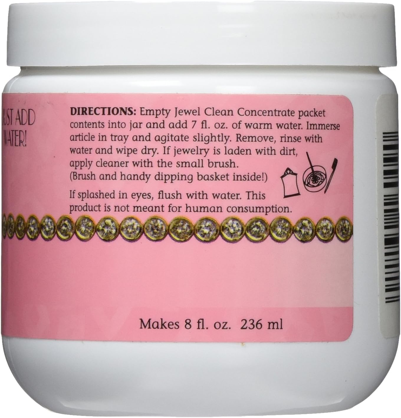 Hagerty Jewel Clean Concentrate, Jewelry Cleaner Solution with Brush and Dipping Basket for Diamonds, Gold, Platinum, and More, Kosher Certified Jewelry Cleaner, 8 Oz.