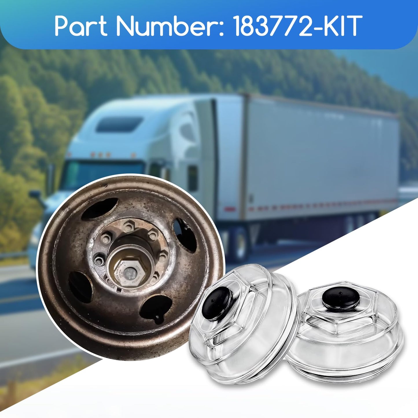 XTPTFABS,183772-KIT 4" Trailer Hub Replacement Oil Cap Kit Compatible with 10K-16K Dexter Bearing Cover and 10K - 16K Axles. 4"Oil Bath Dust Caps for Dexter Axles(2)