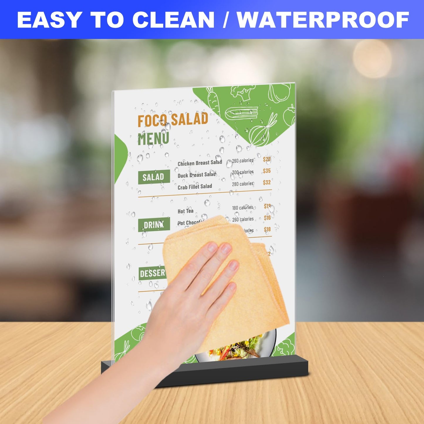 Acrylic Sign Holder 5x7 Inches, 12 Packs Vertical T Shape Desktop Display Stand, Double Sided Clear Table Menu Flyer Holder for Restaurants, Office, Shop, Wedding - Black