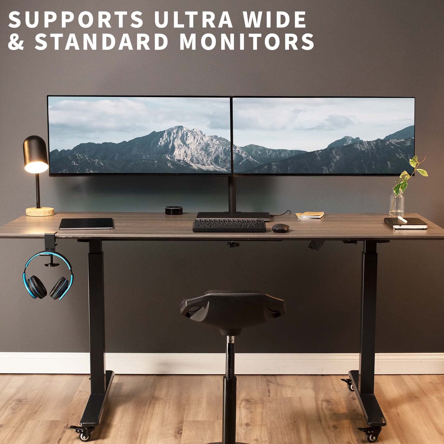 VIVO Full Motion Dual Monitor Desk Mount Clamp VESA Stand w/Double Center Arm Joint, Fits up to 34 inch Screens, STAND-V102D