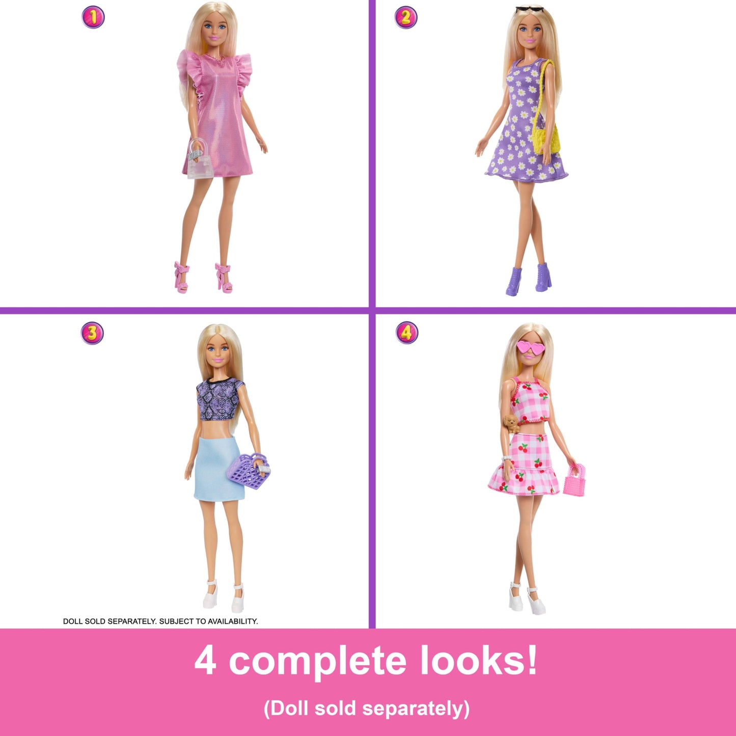 Barbie Dream Closet Toy Playset with Clothes & Accessories, 3-ft-Wide with 25+ Pieces, 4 Complete Fashion Looks