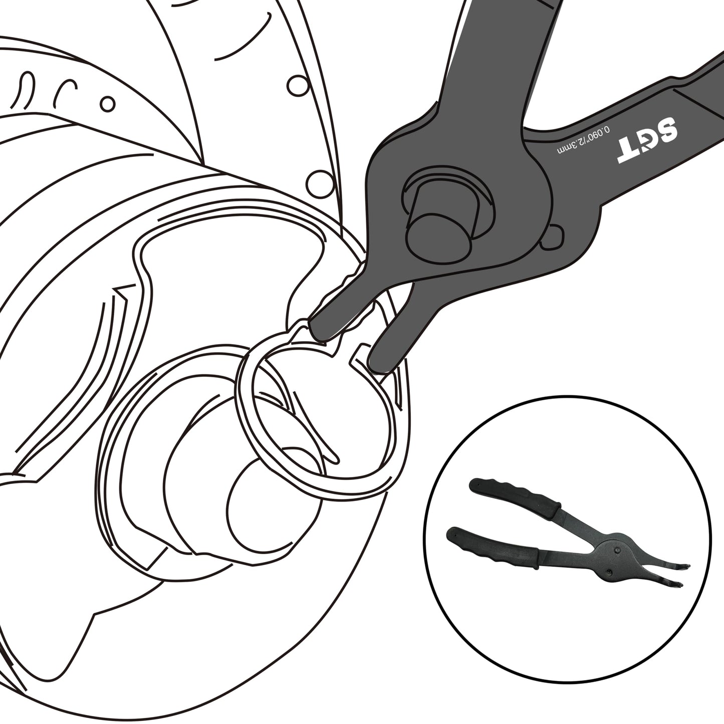 SGT 14pc Snap Ring Pliers Set, Heavy Duty Snap Ring Pliers,Internal & External Circlip Pliers with 45°/90° Bent & Straight Pliers, Hook & Pick,Storage Case & Gloves