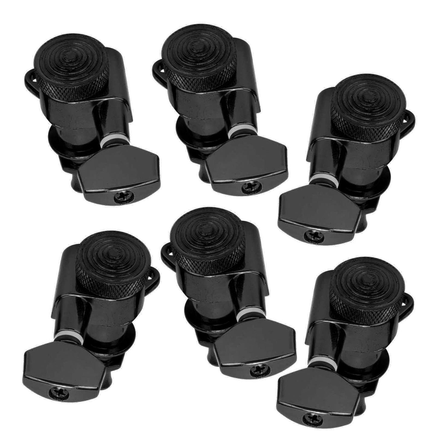 Lock String Tuning Key Pegs, Fastened Vintage Guitar Locking Tuners with 6 Screw, Detachable Locking Guitar String Tuning Pegs for Electric or Acoustic Guitars (Black)