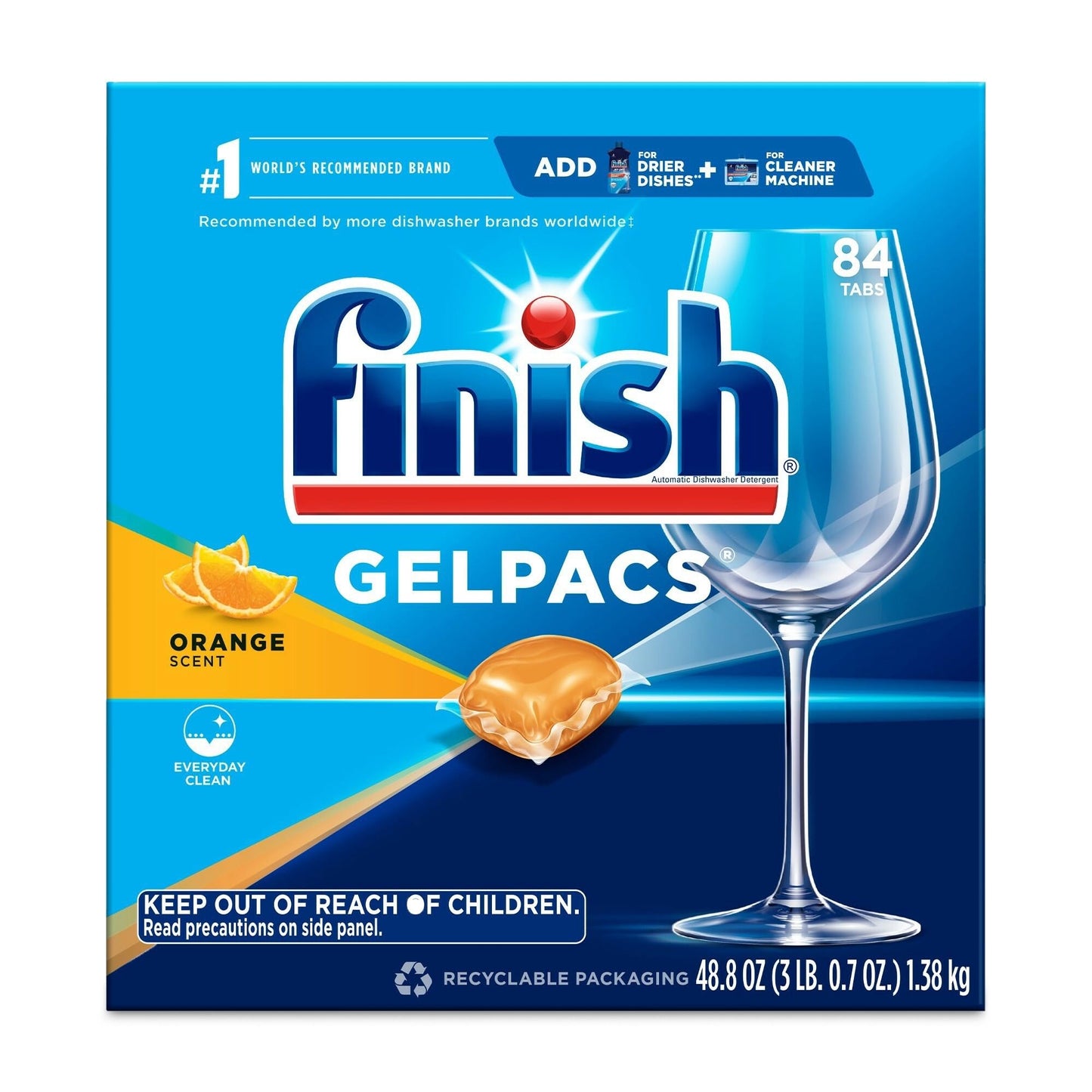 Finish Dishwasher Detergent Soap, All In 1 Gel Pacs, Orange Blossom, 90 Tablets