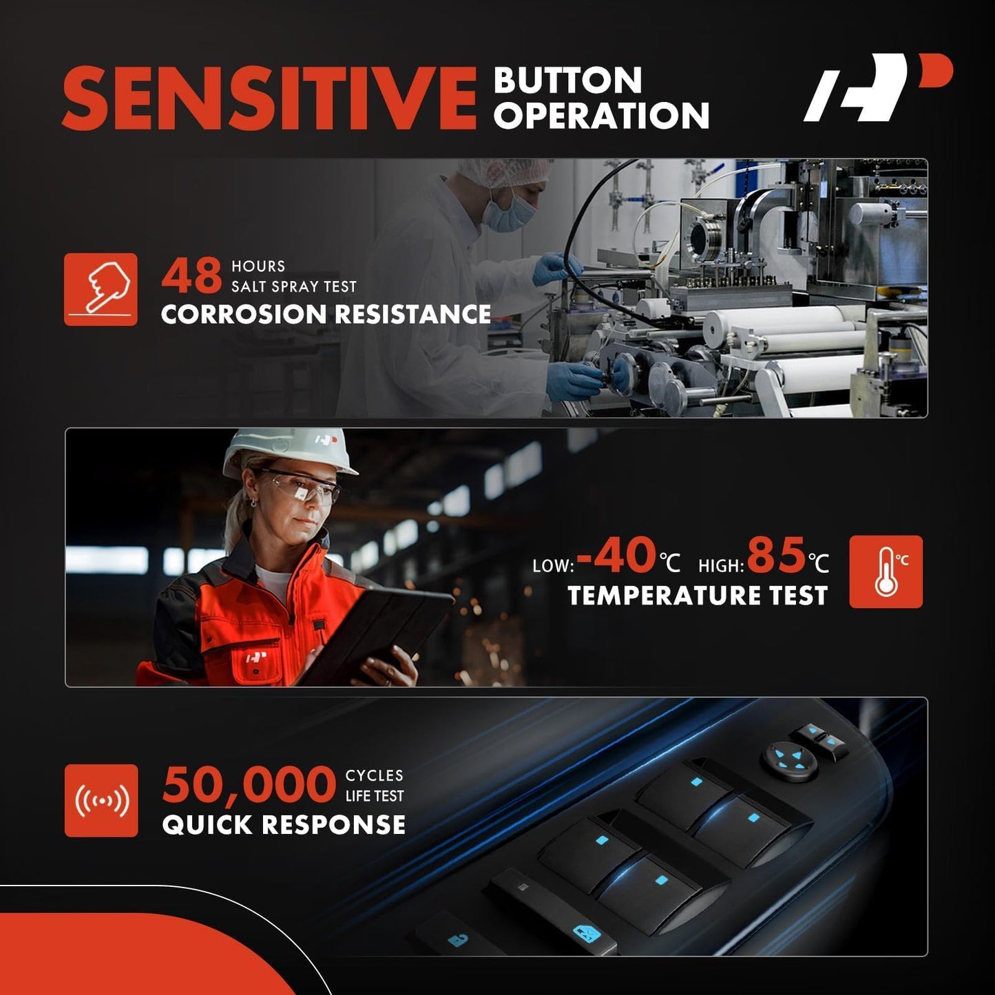 A-Premium Front Driver Side Master Power Window Switch W/O Auto Function Compatible with Chrysler 200 2015 2016 & Dodge Dart 2013 2014 2015 2016 & Jeep Cherokee 2014 2015 2016, Replace# 68271203AB