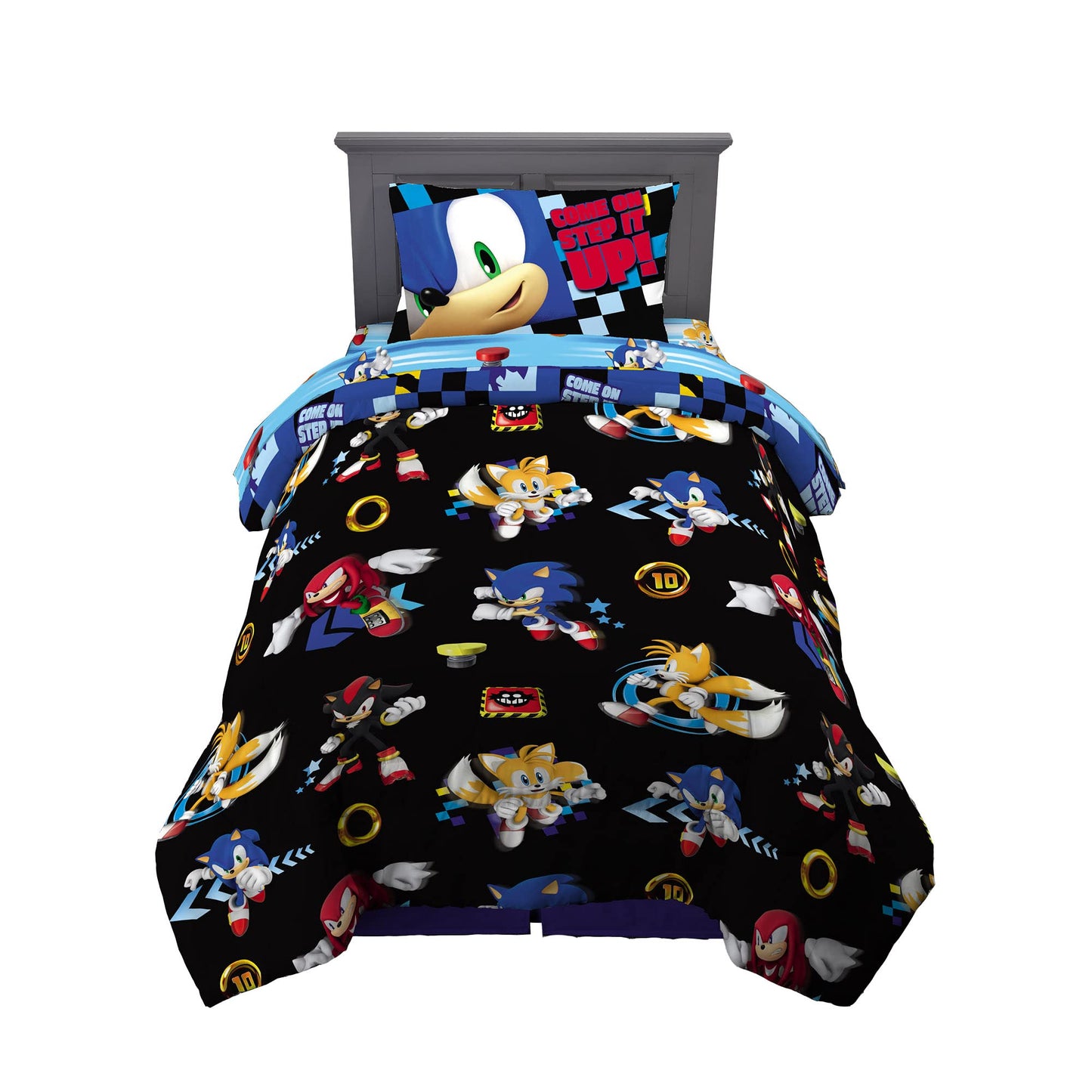 Sonic The Hedgehog Anime Kids Super Soft Comforter and Sheet Set, 5 Piece Twin Size by Franco