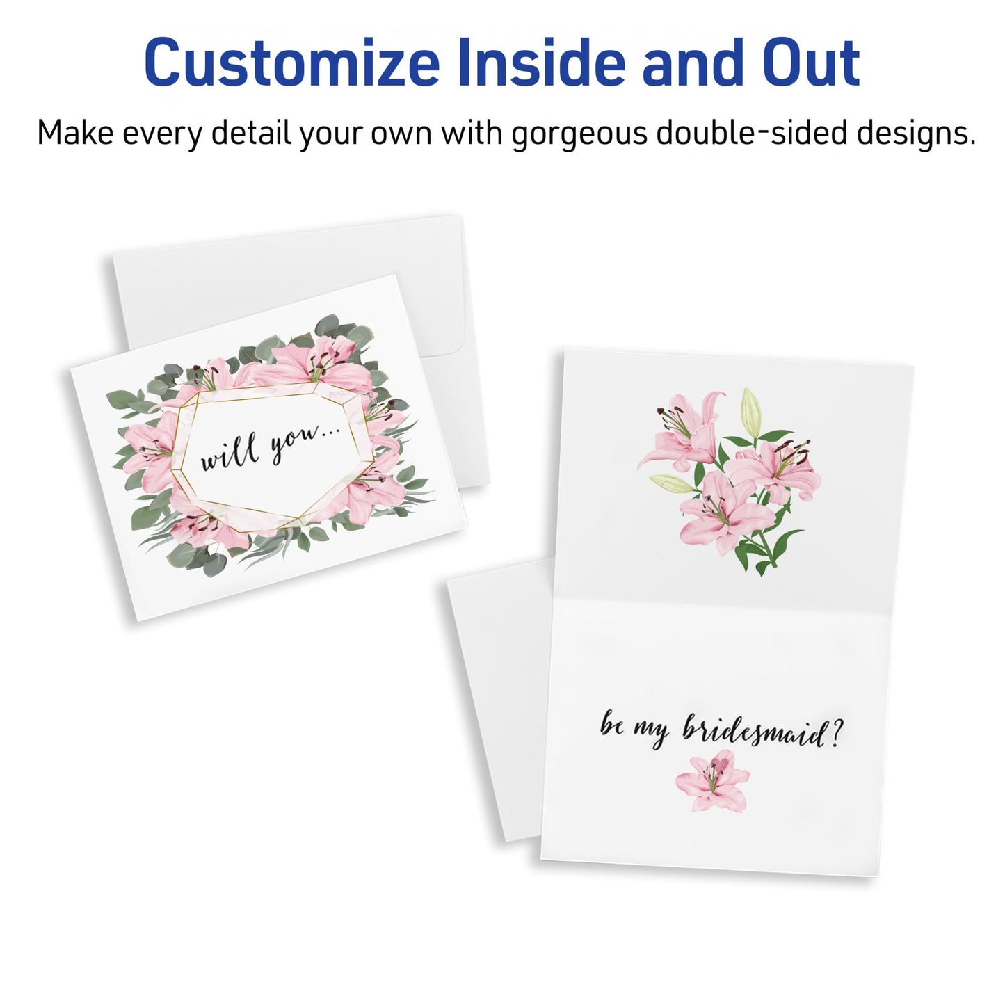 Avery Printable Note Cards, 4.25" x 5.5", Two-Sided Printing, Matte White, 2 Pack, 100 Cards Total (5813)