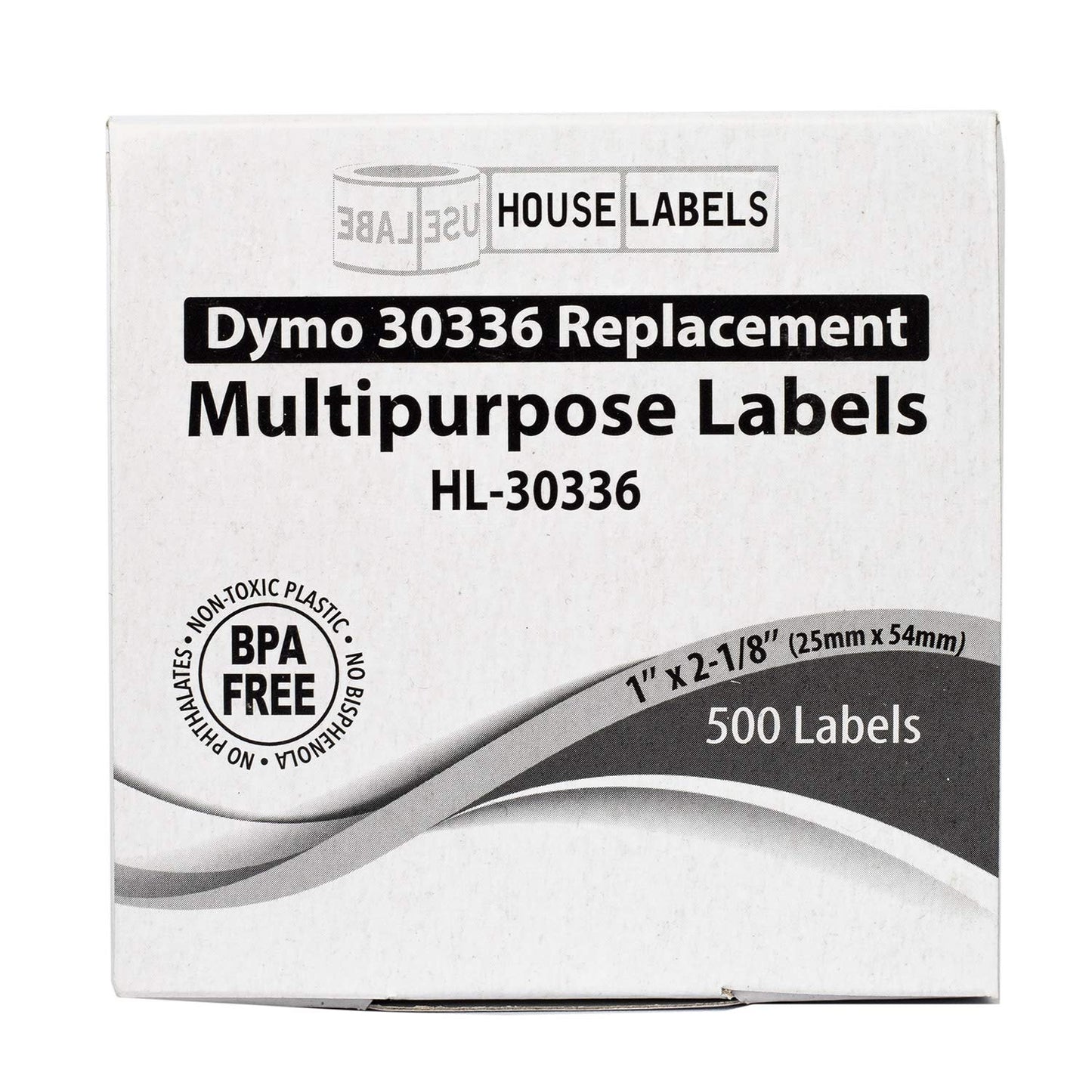 DYMO-Compatible 30336 Multipurpose Labels (1" x 2-1/8") -- BPA Free! (12 Rolls; 500 Labels per Roll)