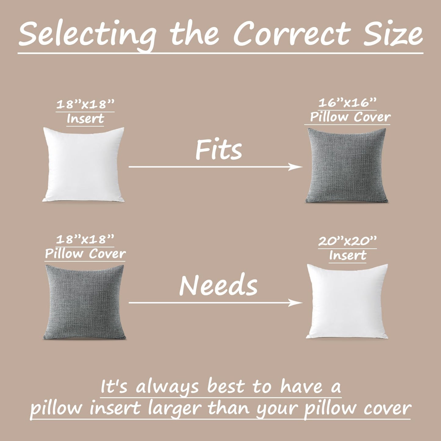 OTOSTAR Pillow Inserts 18x18 Inch Outdoor Waterproof Throw Pillow Inserts Premium Decorative Square Form Pillows Bedding Stuffers for Couch Bed Sham Cushion Stuffer Set of 4