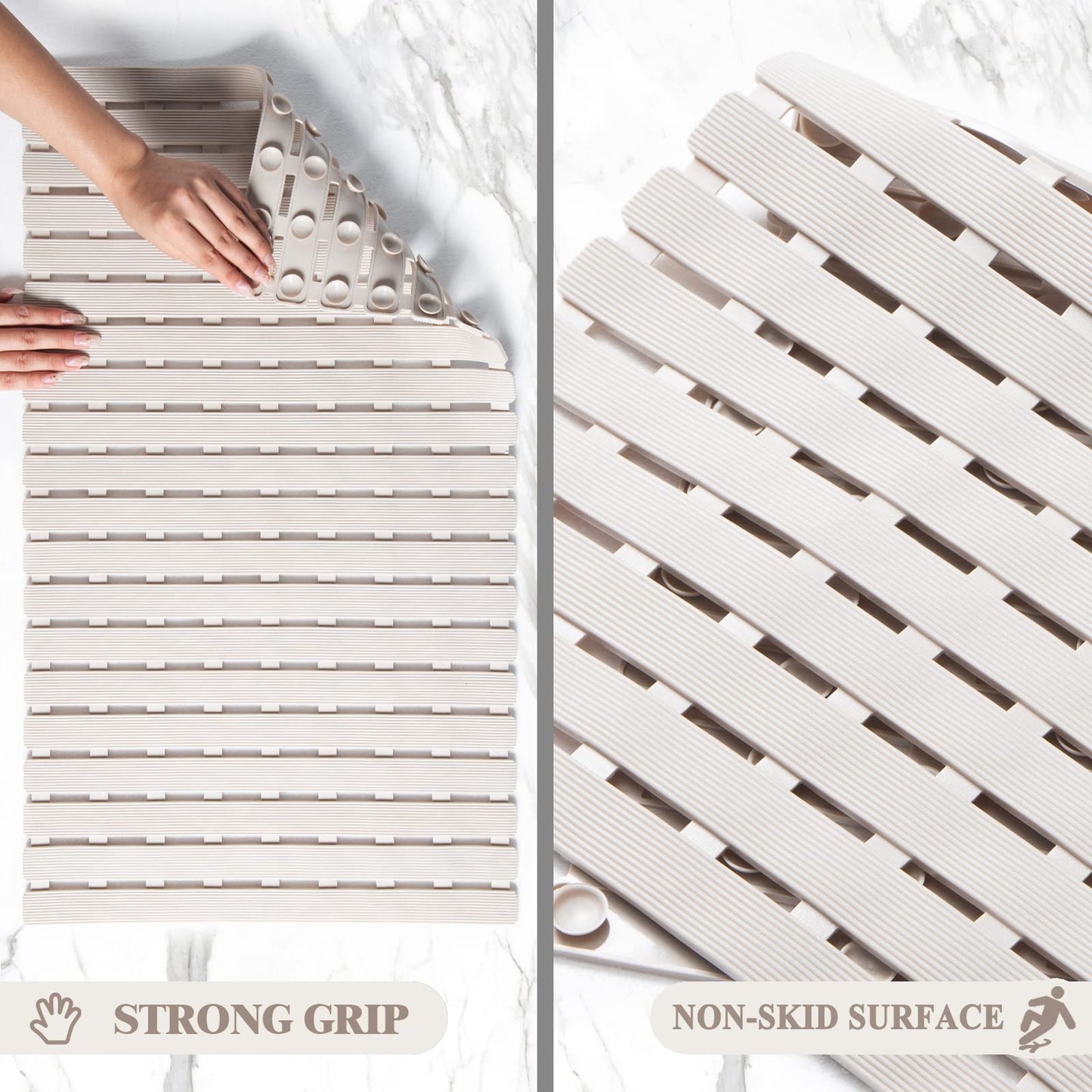 Non Slip Shower Mat - Sheepping Bathtub Mat Machine Washable Anti Slip Bath Mat for Tub, Quick Drain Tub Mat with Suction Cups for Bathroom