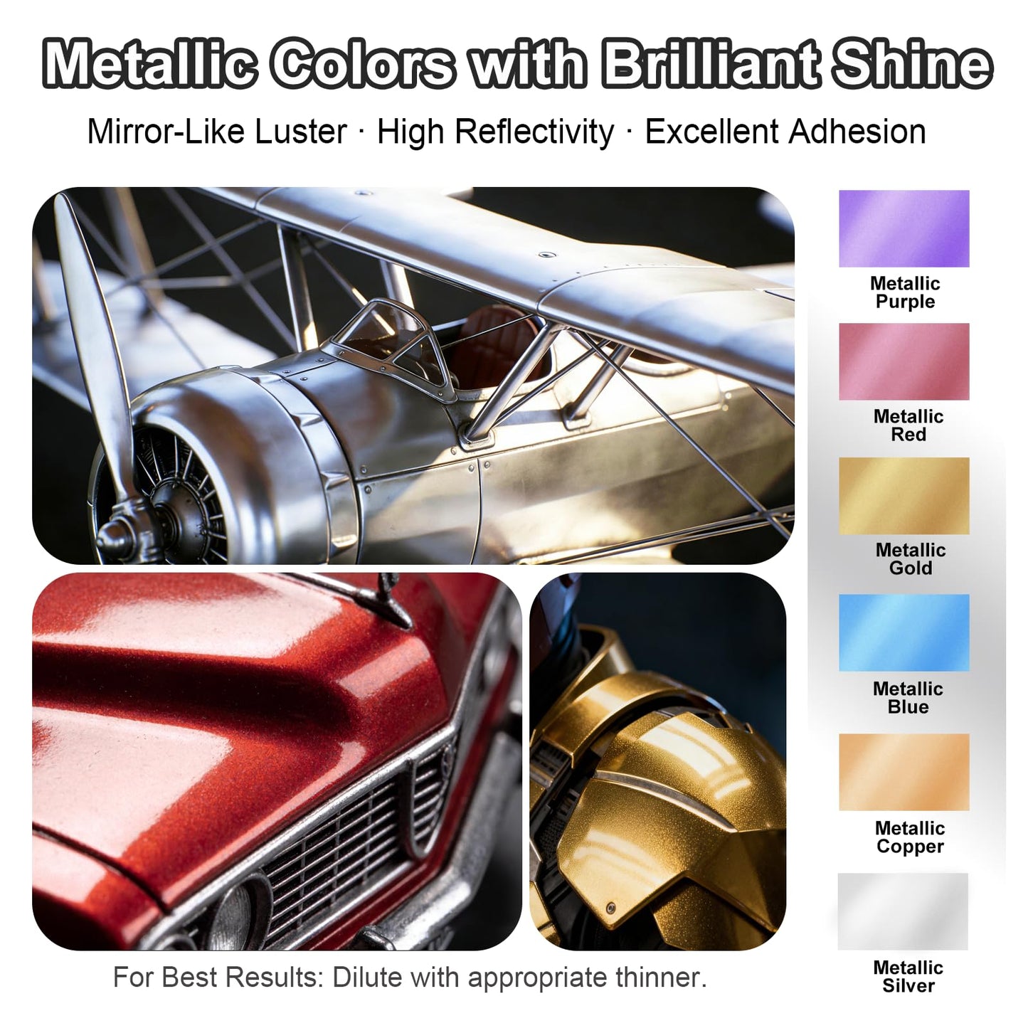 X ARTY HUB Airbrush Paint - 42 Colours Air Brush Painting Set with 120 ml Thinner, Iridescent, Neon & Metallic Acrylic Paints, Ready-to-Spray, Water-Based for Paper, Canvas, Wood, Fabric, Models