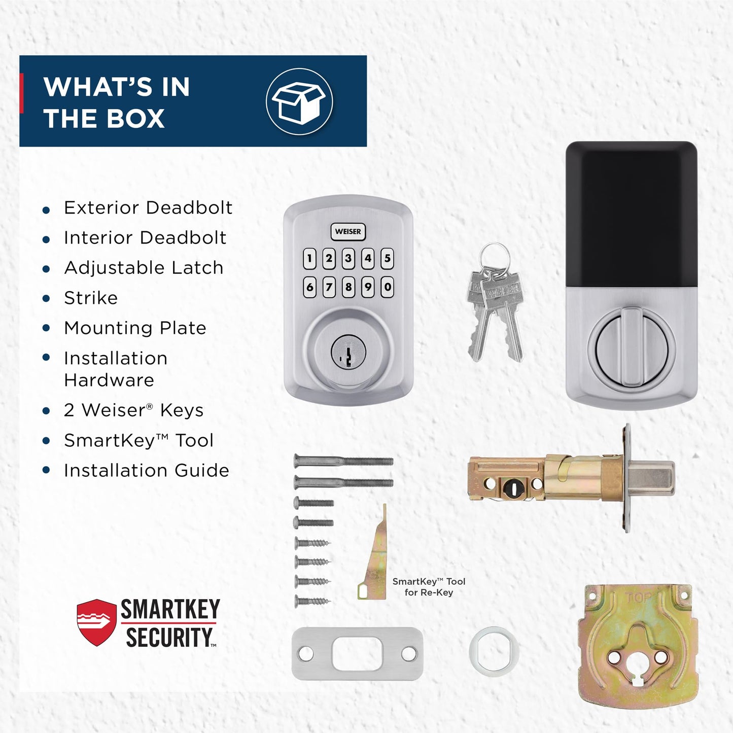 Weiser Powerbolt 3 Satin Chrome Keyless Entry Door Lock/Deadbolt Lock, 10-Button Keypad Door Lock with Auto Lock and 12-Month Battery Life, Electronic Door Locks for Front Door, Home Décor