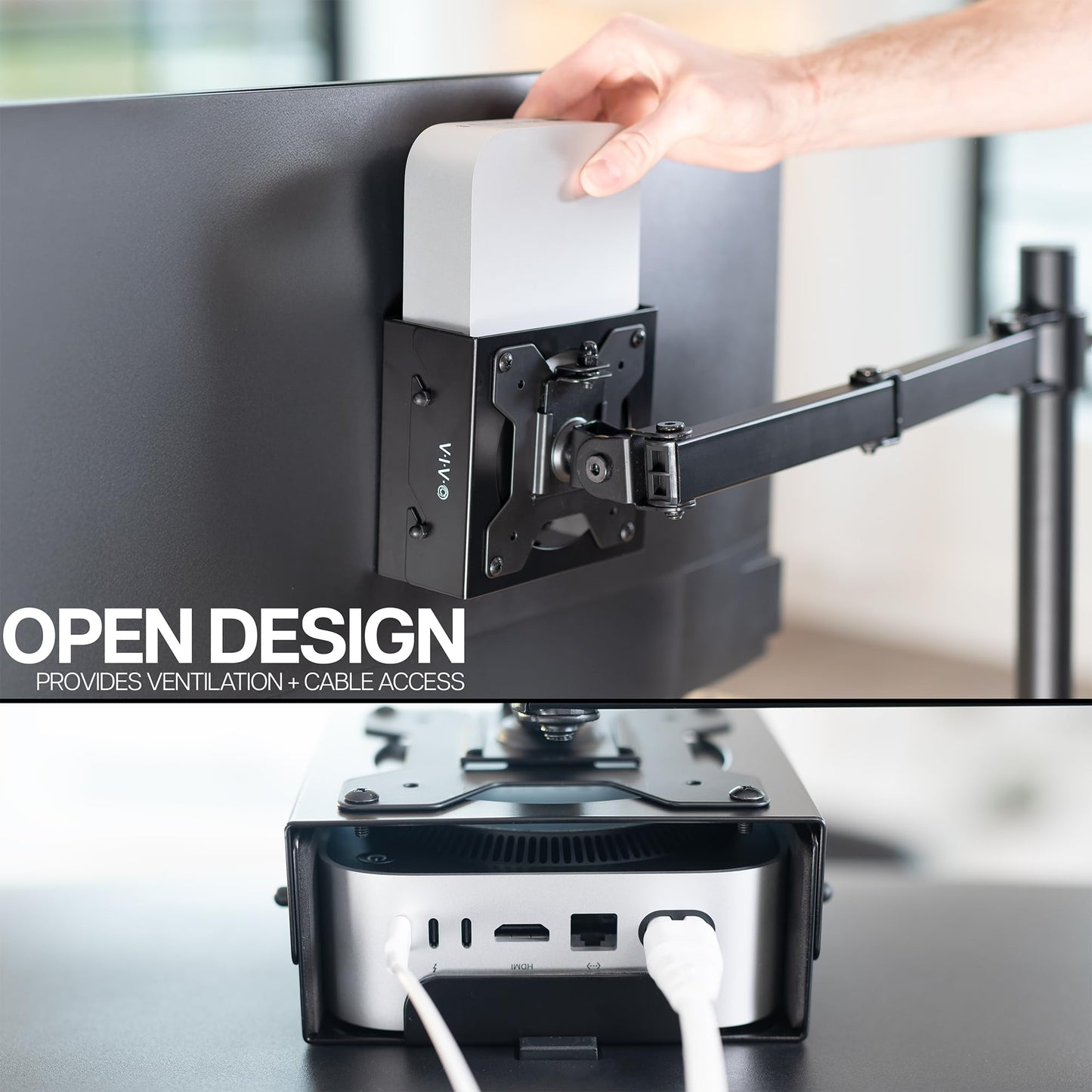 VIVO Behind Monitor VESA Mount Designed for Mac mini M4 and M4 Pro Model, (2024), Desk Clamp Option, Black, MOUNT-MINI24