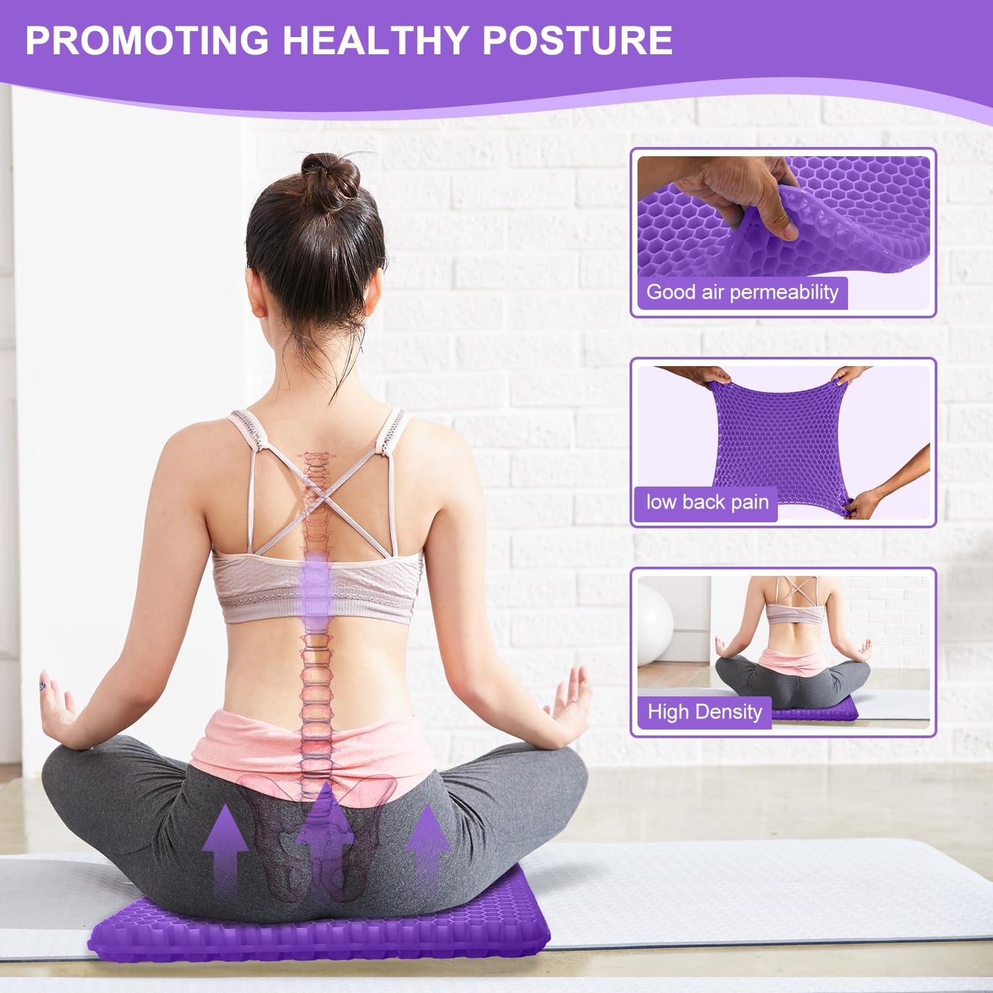 Large Gel Seat Cushion for Long Sitting with 2 Non-Slip Cover- 45 x 45cm,Soft & Breathable,Seat Cushion for Desk Chair,Wheelchair,Car,Stadium,Airplane,Blue Support,Office Chair,air Plane,bleacher