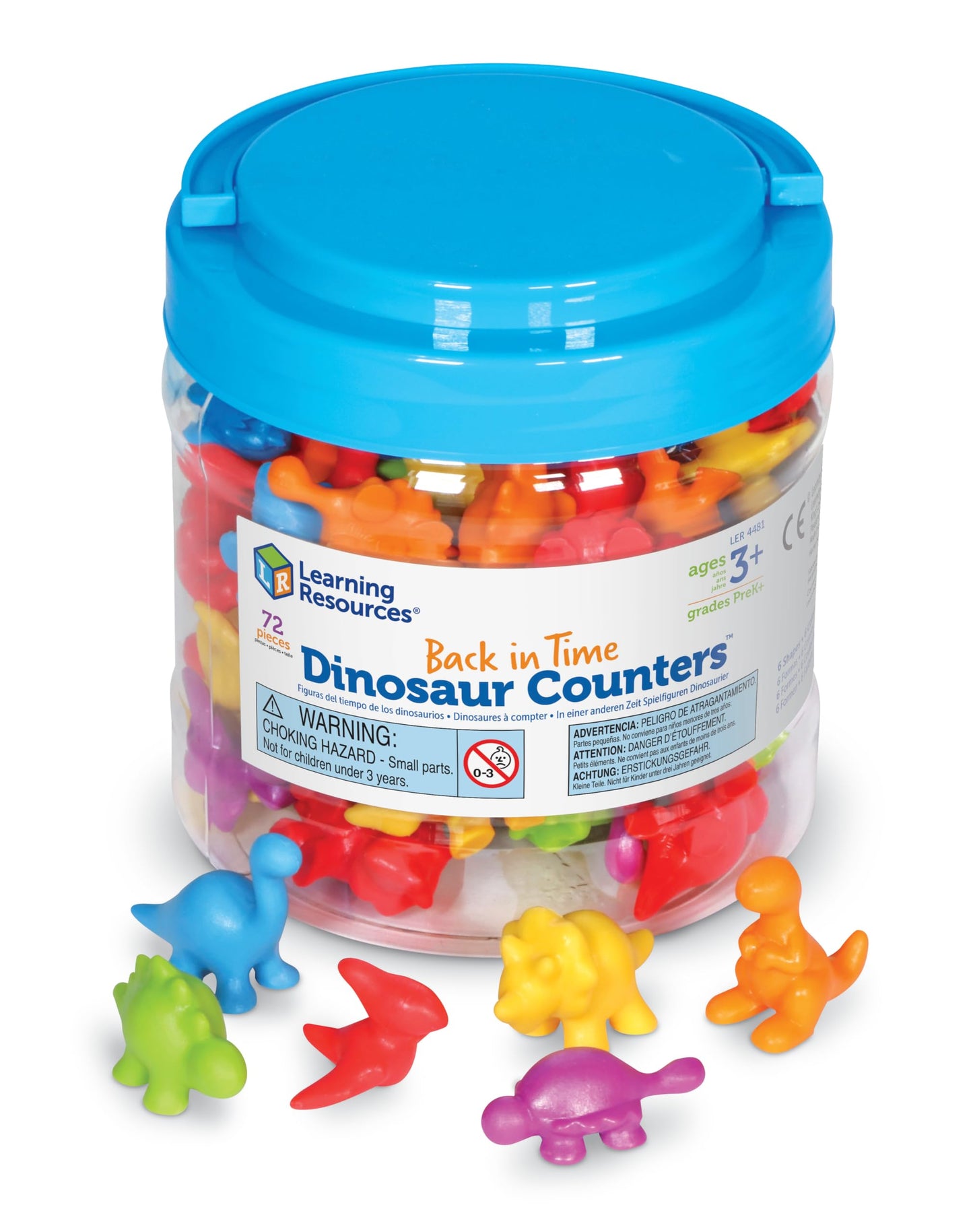 Learning Resources Back in Time Dinosaur Counters, Assorted Shapes and Colors, Set of 72, Ages 3+