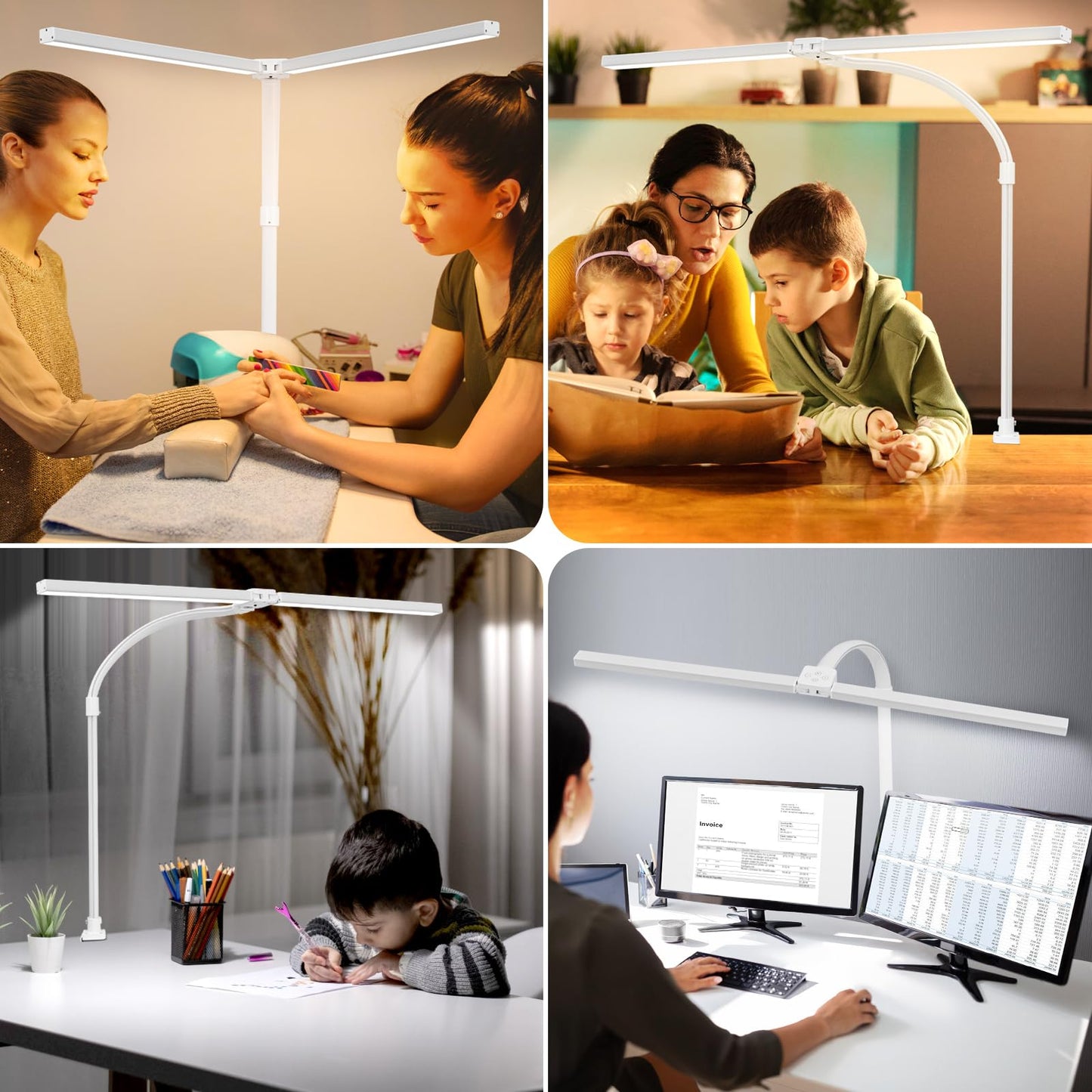 Double Head LED Desk Lamp with Remote Control - Eye Caring Desk Light for Home Dorm Office 24W Brightest Office Lamp for Workbench Architect Reading with Anti-Glare Cover, Timer