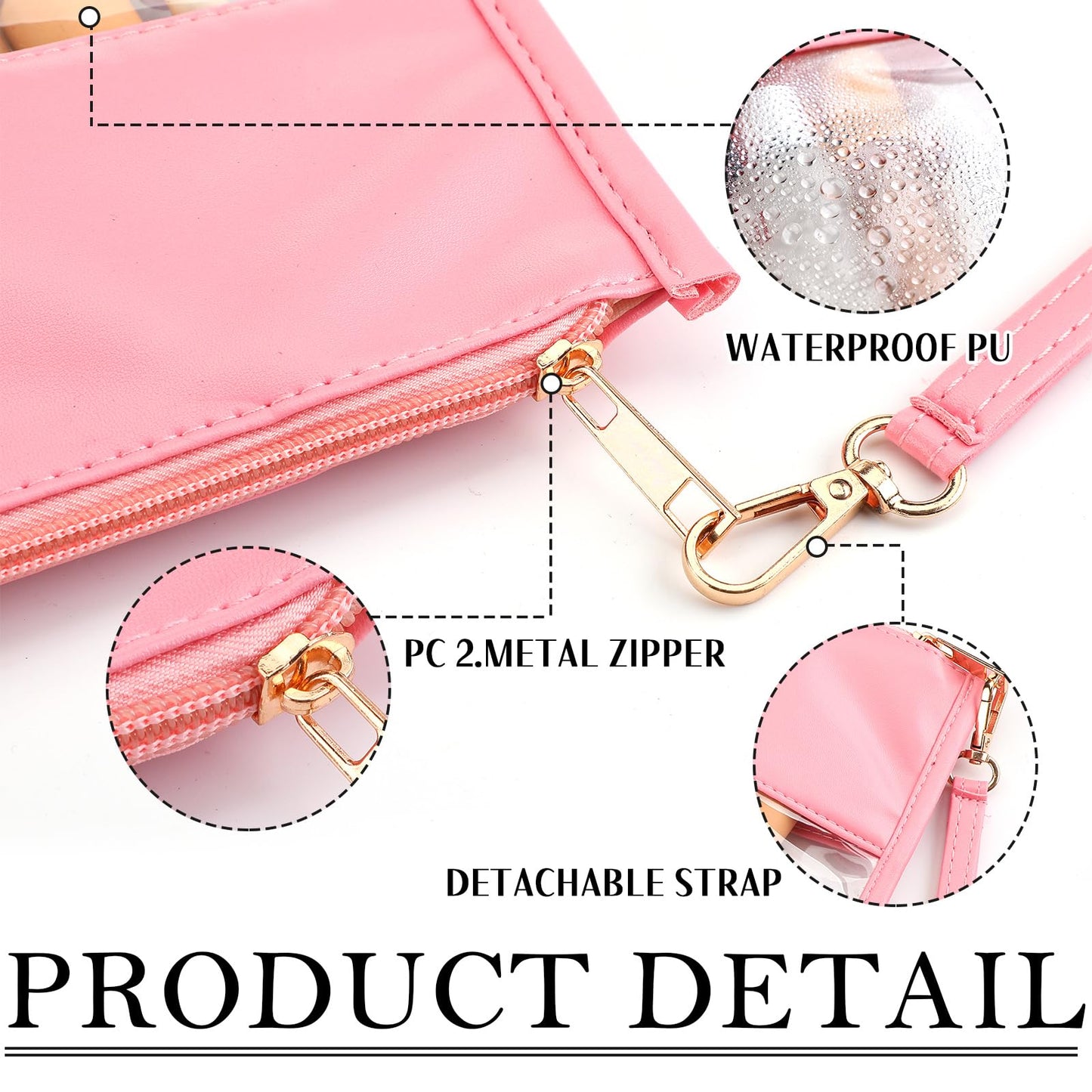 Paterr 6 Pcs Preppy Clear Flat Makeup Bag Pouch for Travel with Zipper PVC Waterproof Snack Bag Accessories DIY Cosmetic Travel Toiletry Purse for Women Girls(Multicolor)