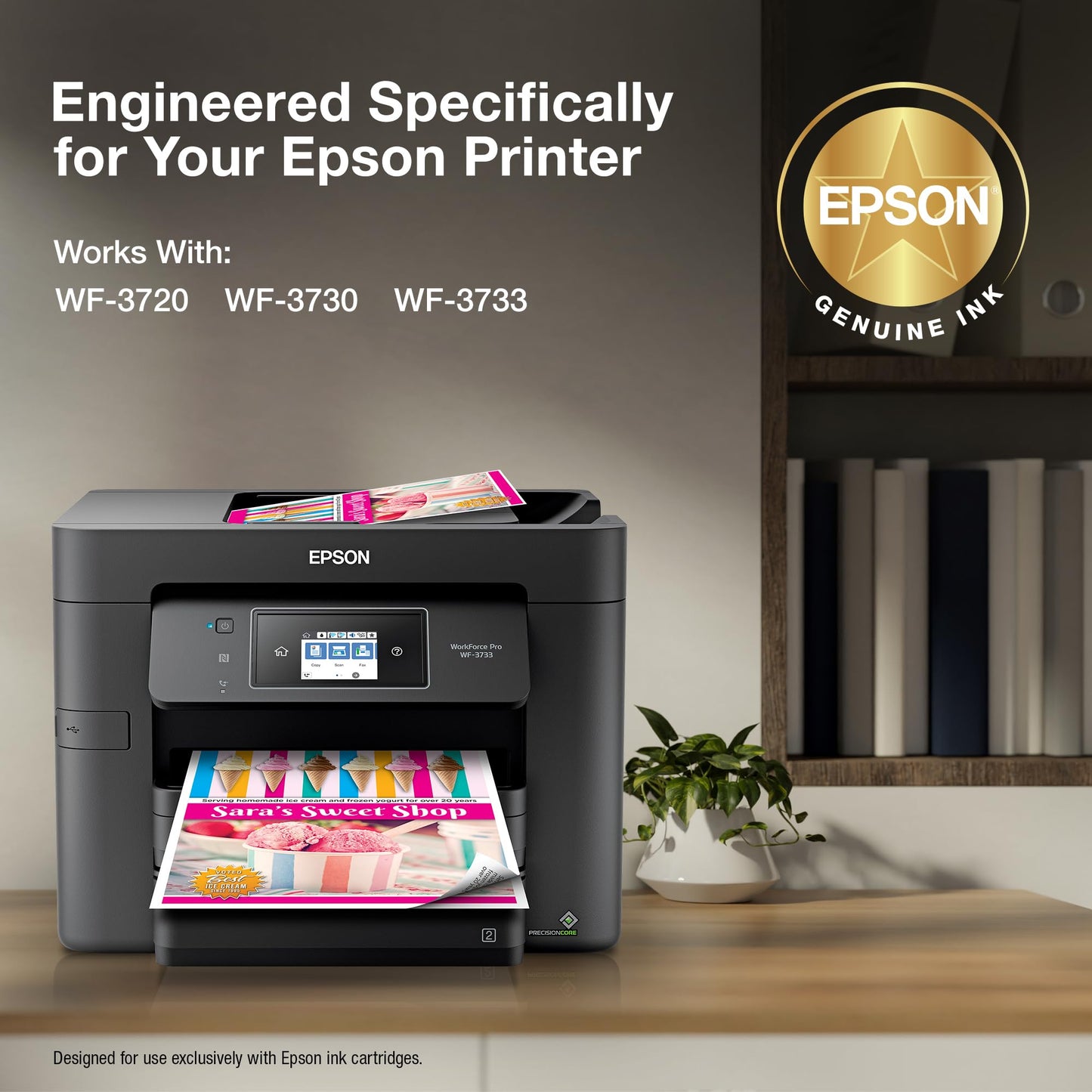 EPSON 702 DURABrite Ultra Ink Standard Capacity Black Cartridge (T702120-S) Works with Workforce Pro WF-3720, 3730, 3733