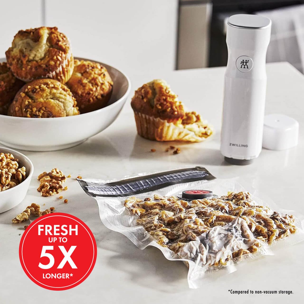 ZWILLING Fresh & Save Vacuum Sealer Bags, 1 Gallon, Reusable Food Storage Bags for Meal Prep, Reusable Snack Bags, Reusable Sous Vide Bags, 15 x 11.2 x 5.7 inches, Set 20-pc, Medium, Clear