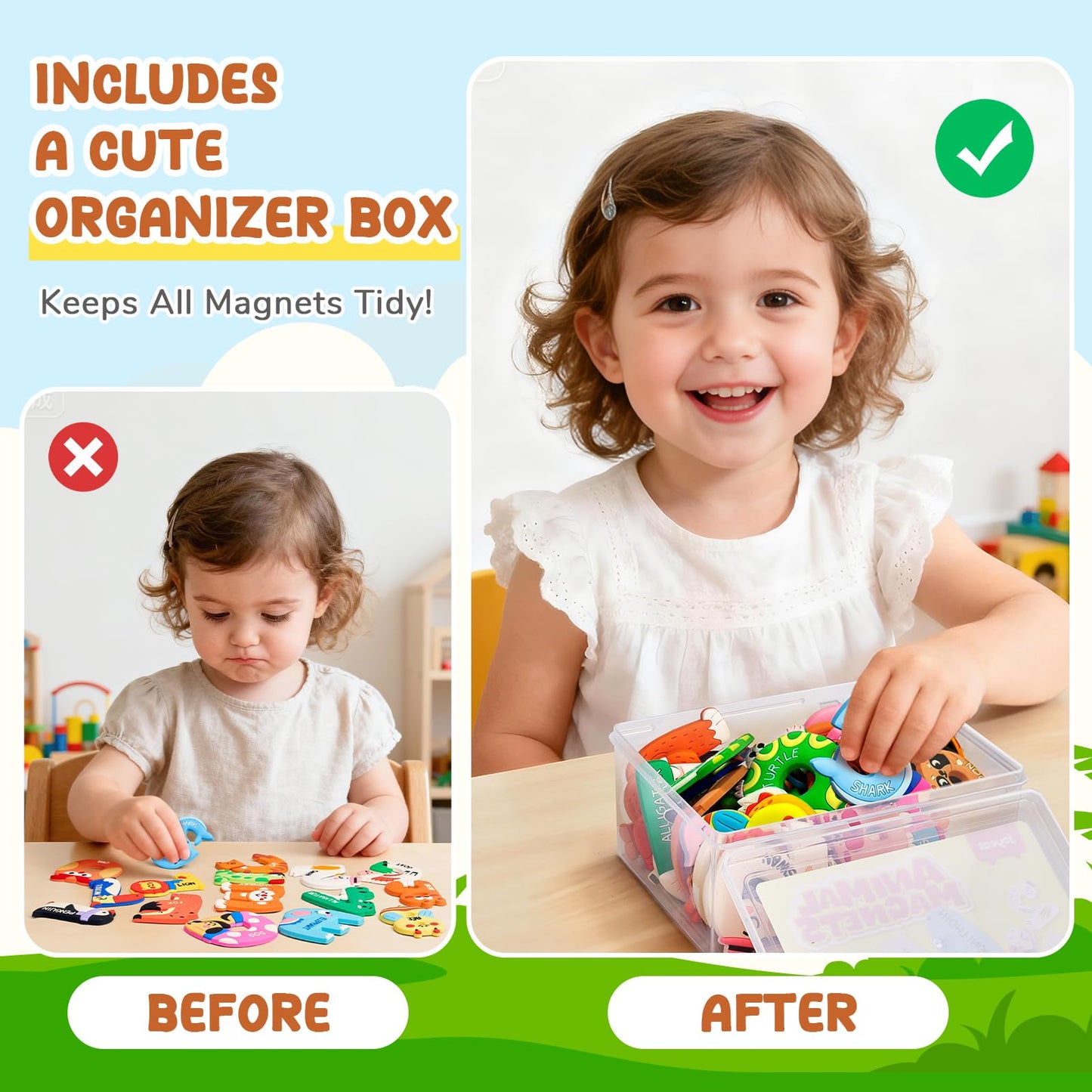 JoyCat Magnetic Letters and Numbers Fridge Magnets, Soft PVC Learning Refrigerator Toy Set for Kids & Toddlers, 26 Animal Alphabet Letters and 0-9 Numbers, Birthday Gift for Baby Boys and Girls