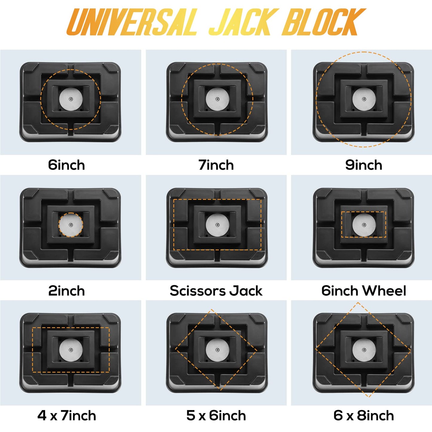 BOYISEN Trailer Jack Block - Universal RV Jack Blocks Trailer Stabilizer Blocks W/ 16,000lbs Capacity Tongue Jack Stand for Travel Trailer RV Camper Easy Carry Handle (Black)