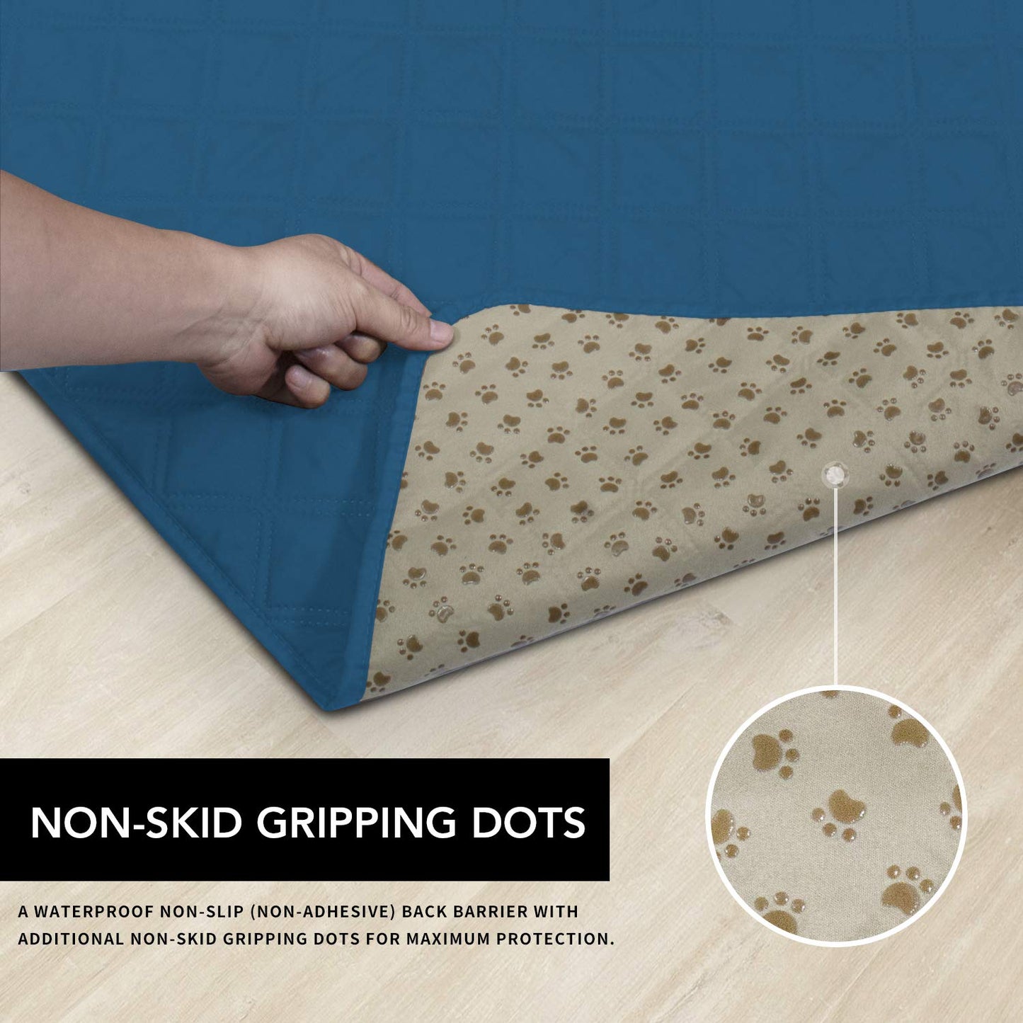 Easy-Going 100% Waterproof Dog Bed Cover Furniture Protector Sofa Cover Non-Slip Washable Reusable Incontinence Bed Underpads for Pets Kids Children Dog Cat(52x82in, Peacock Blue)