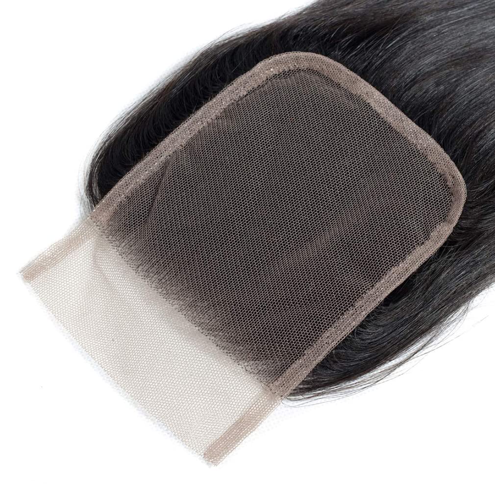 Brazilian Virgin Body Wave Human Hair 4x4 Lace Closure 18Inch 100% Unprocessed Body Wave Human Hair Transparent Lace Closure Natural Black Color